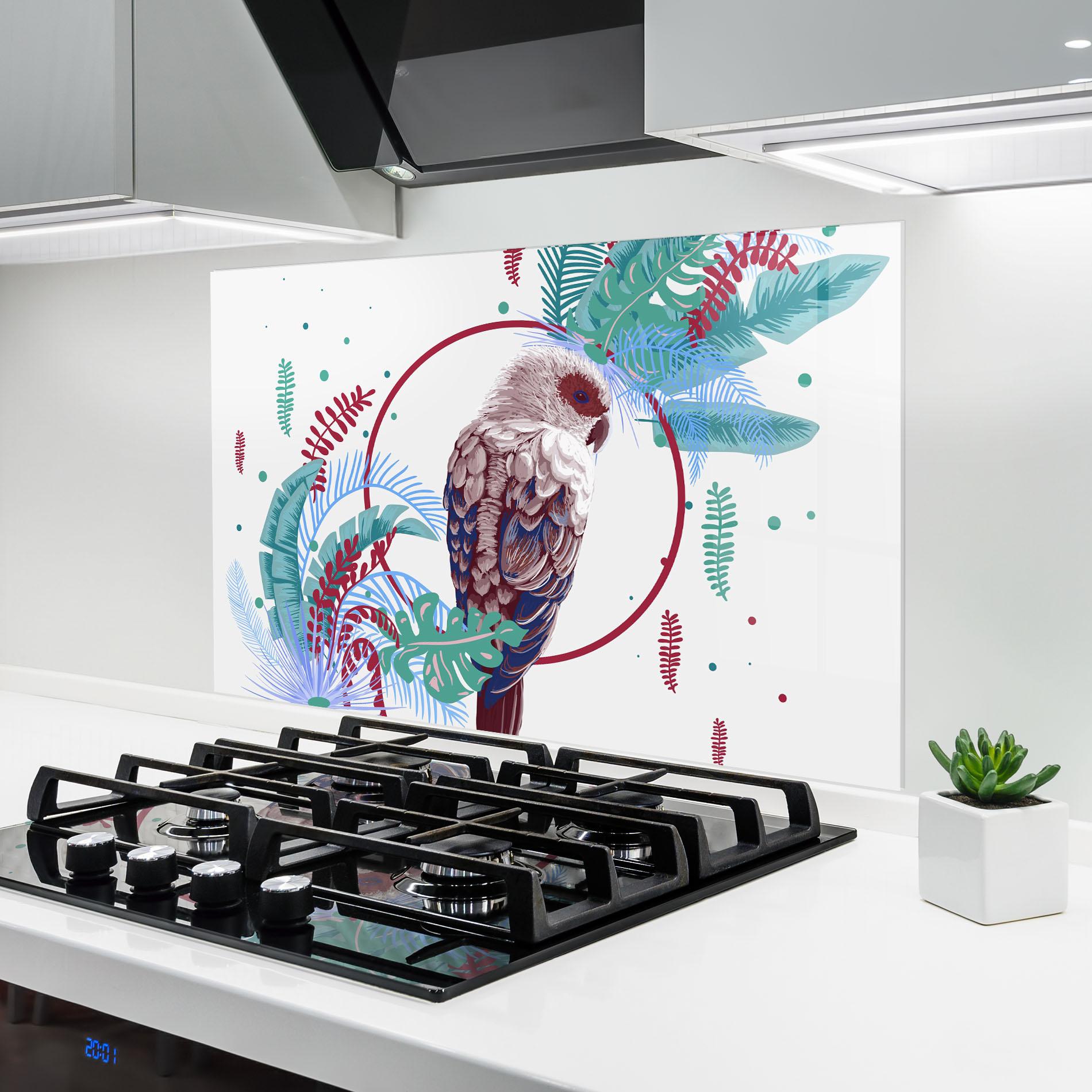 Konyhai üveg hátfal Bright Bird mockup 6