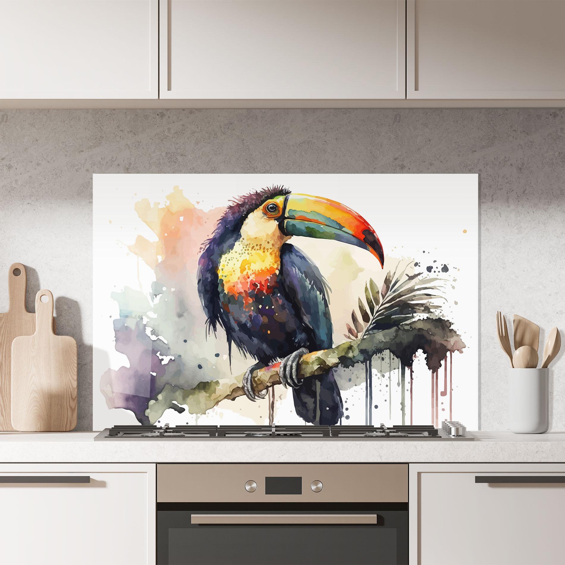 Konyhai üveg hátfal Beautiful Toucan Art mockup 7