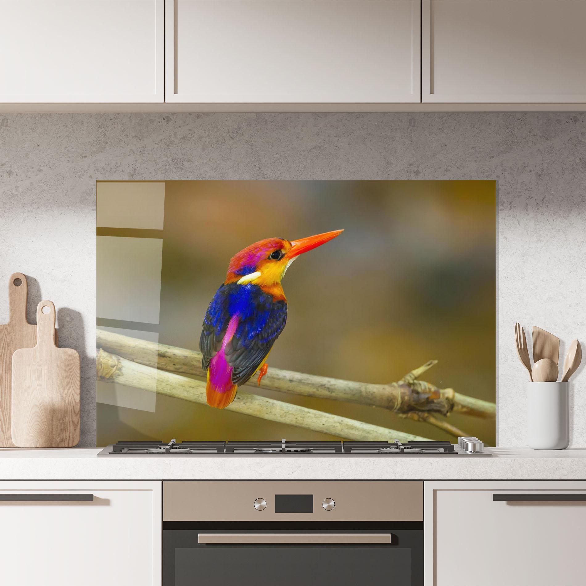 Konyhai üveg hátfal Colorful Bird mockup 7