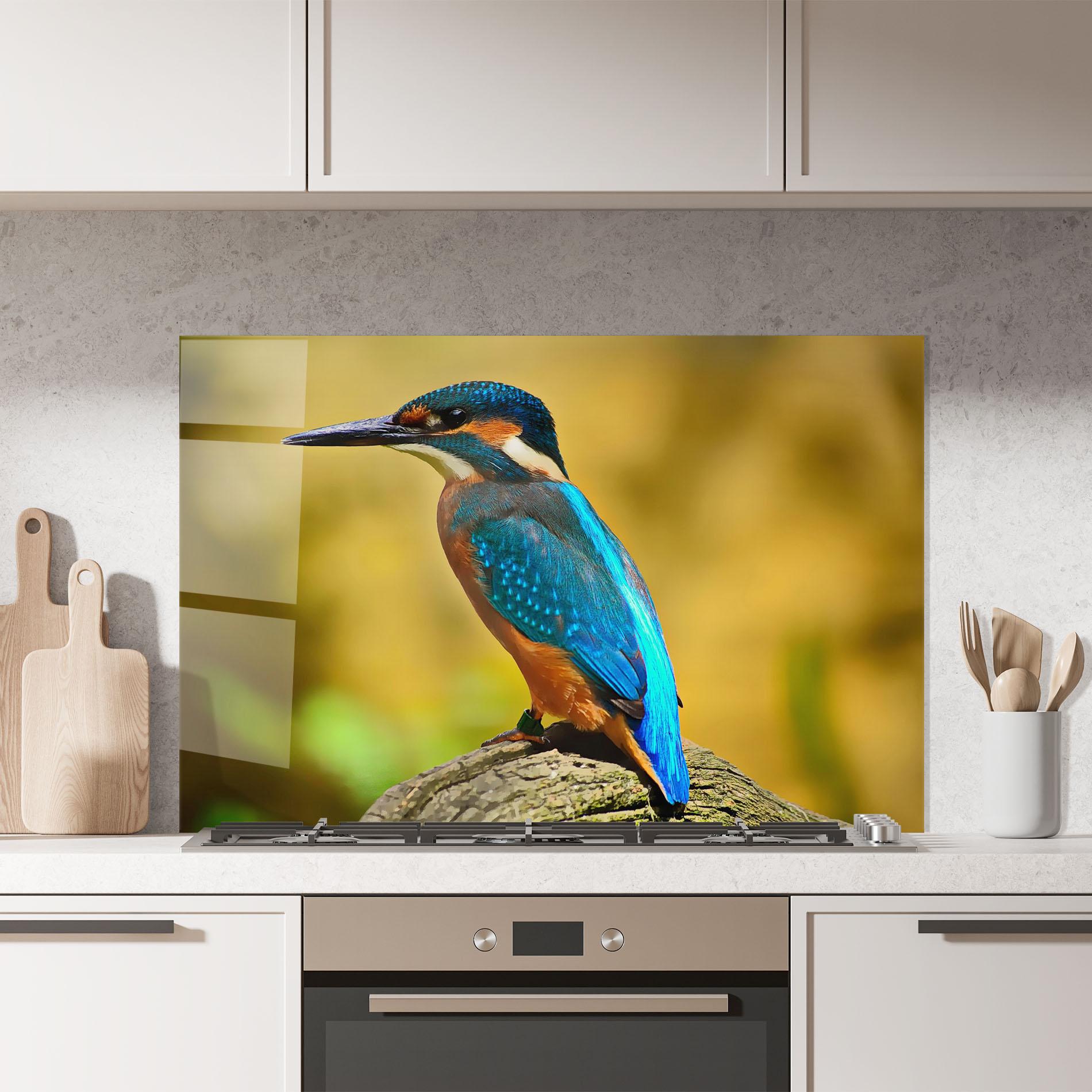 Konyhai üveg hátfal Cute Blue Bird mockup 7