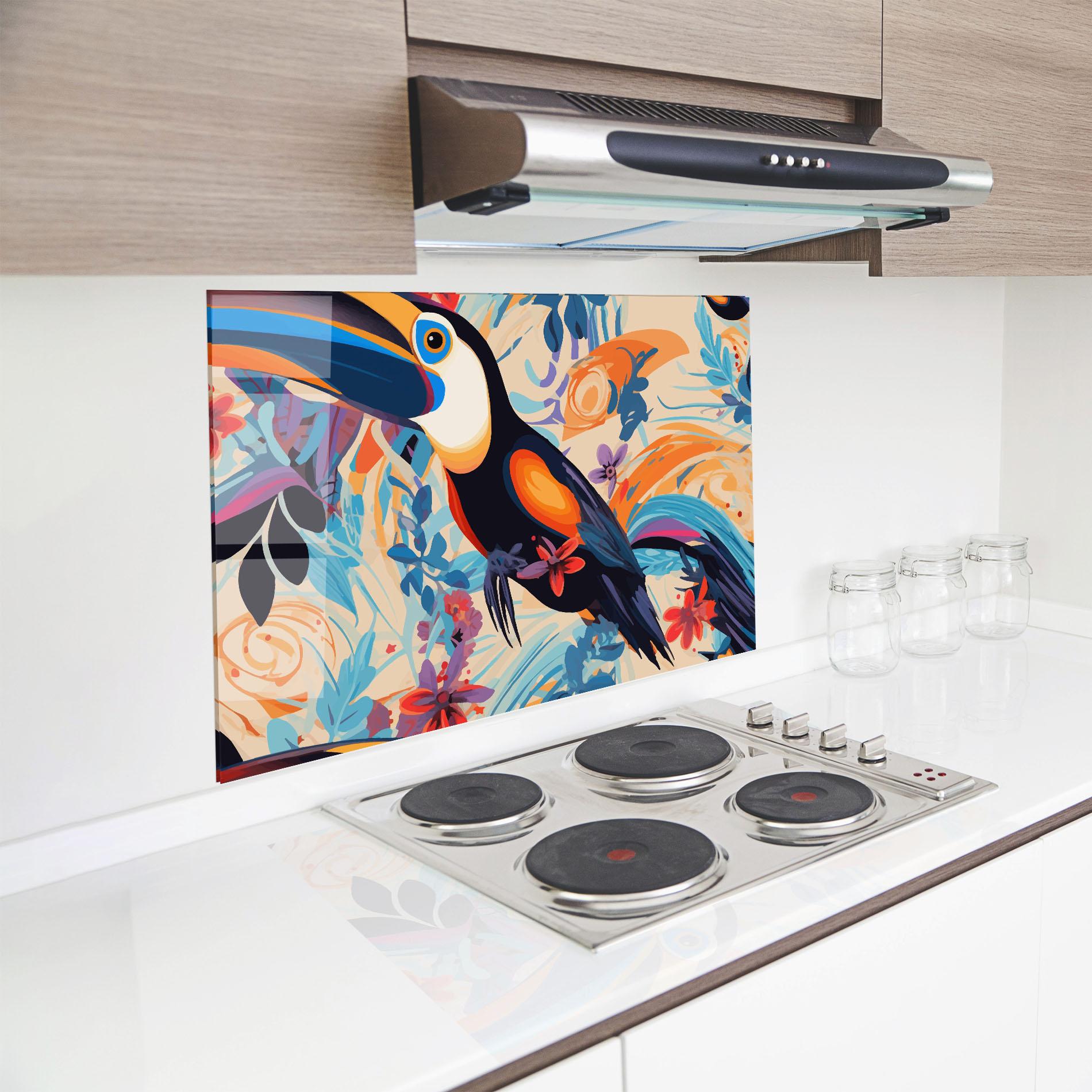 Konyhai üveg hátfal Colorful Toucan mockup 8