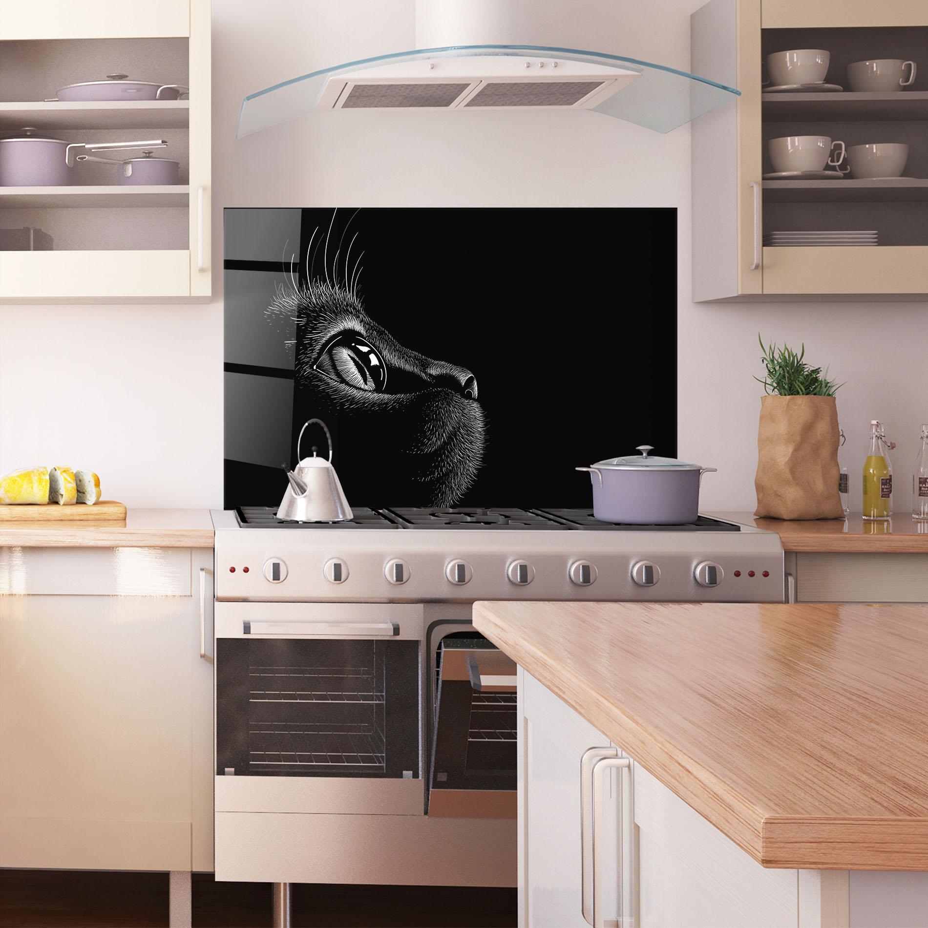 Konyhai üveg hátfal Glass Eye Cat mockup 1