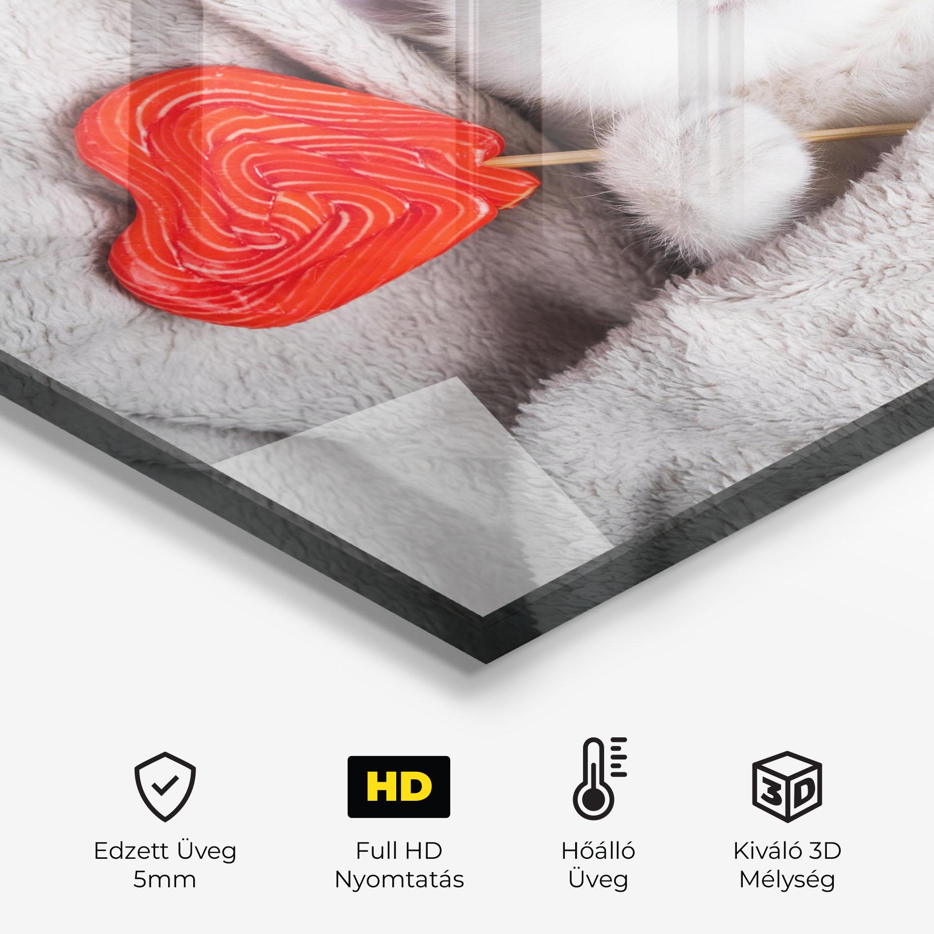 Konyhai üveg hátfal Small White Kitten mockup 2