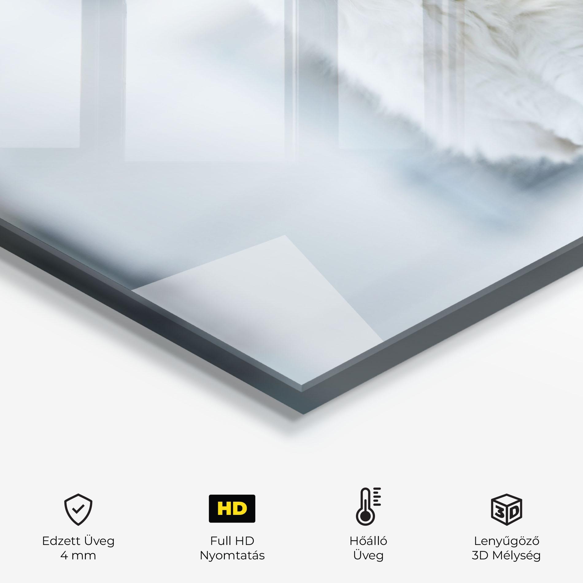 Konyhai üveg hátfal Big White Cat mockup 2