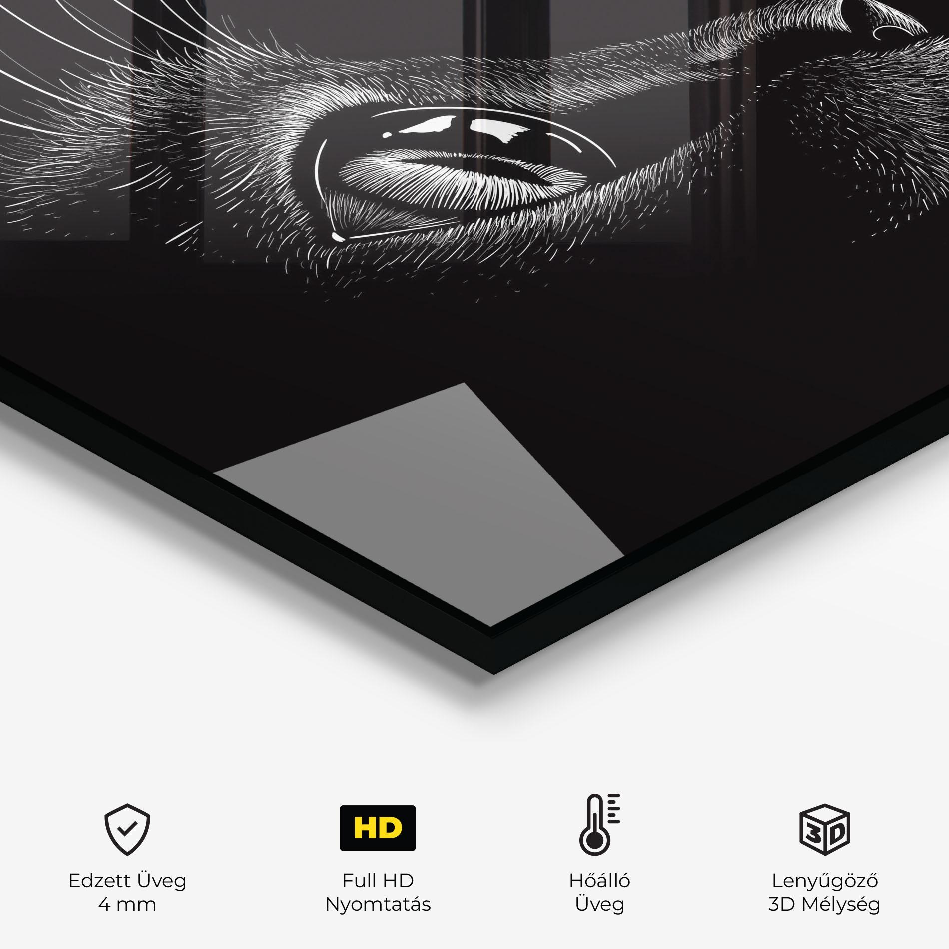 Konyhai üveg hátfal Glass Eye Cat mockup 2