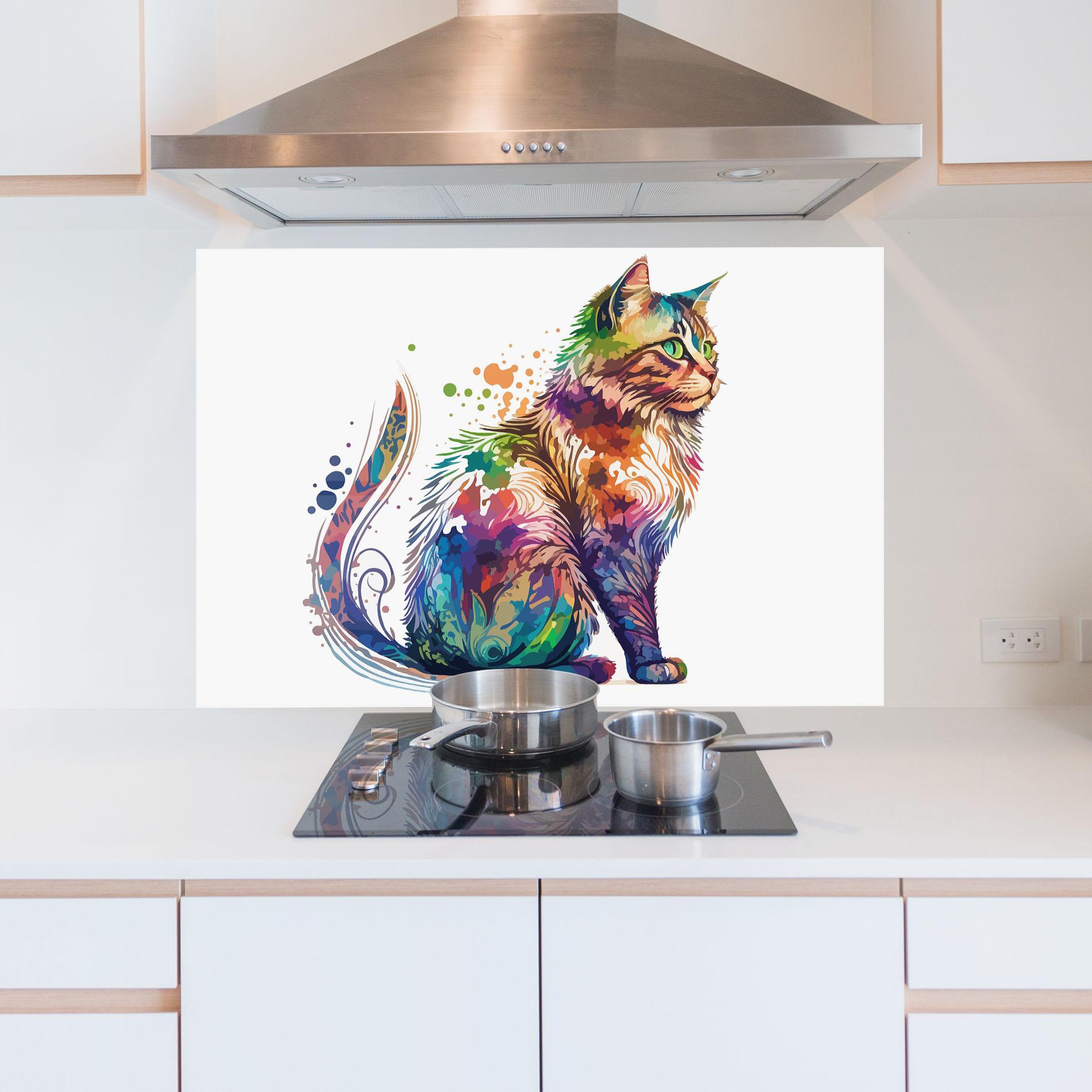 Konyhai üveg hátfal Cat Color Mix mockup 5