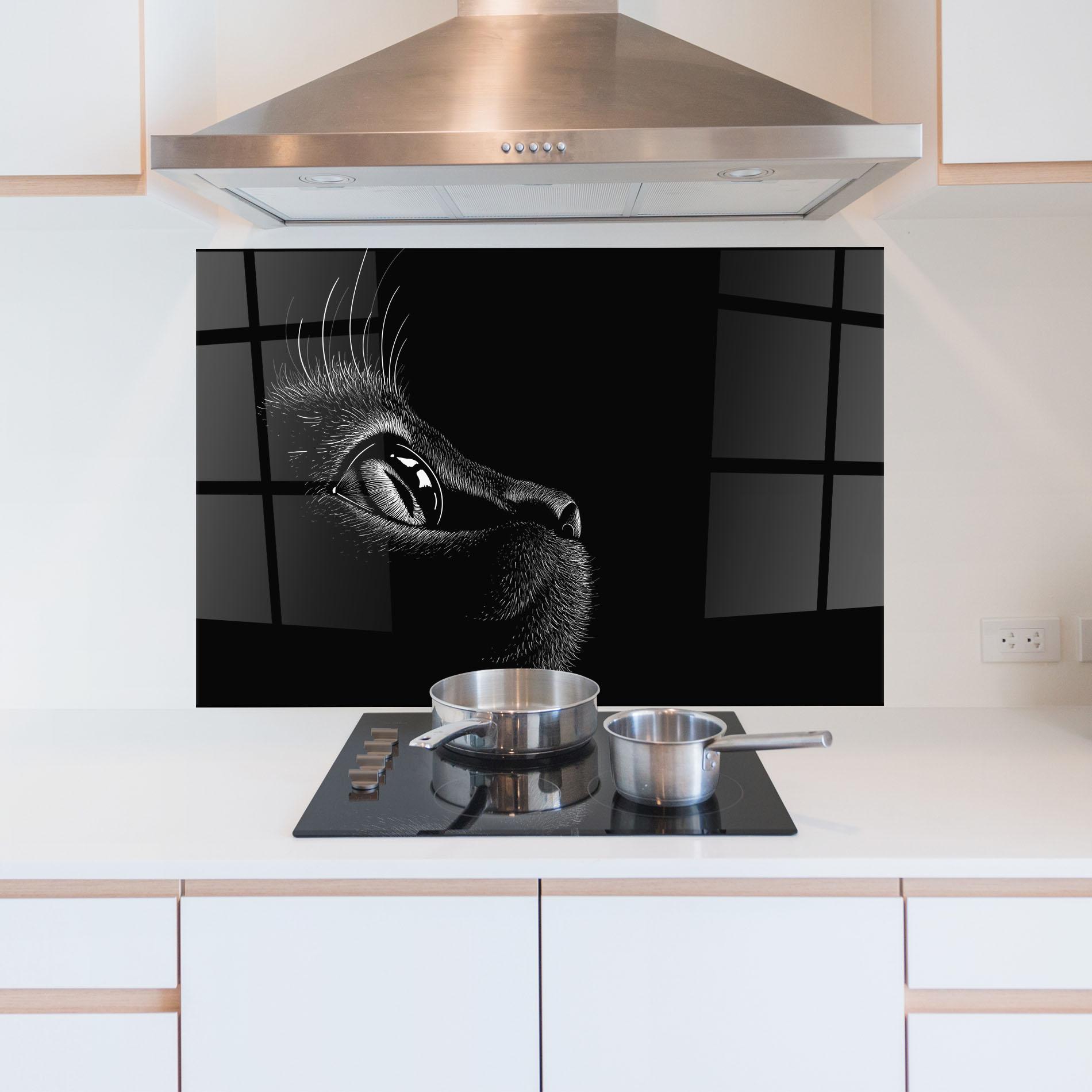 Konyhai üveg hátfal Glass Eye Cat mockup 5