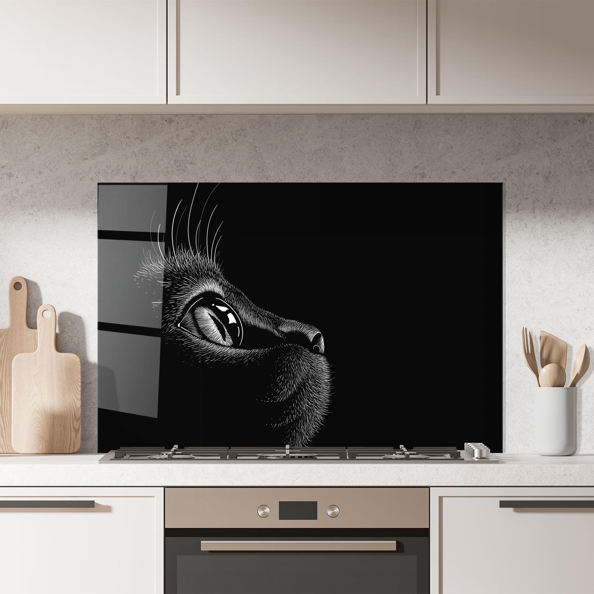 Konyhai üveg hátfal Glass Eye Cat mockup 7