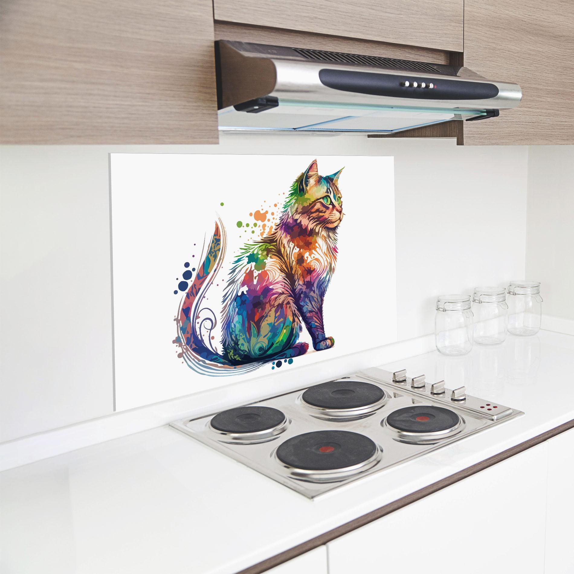 Konyhai üveg hátfal Cat Color Mix mockup 8