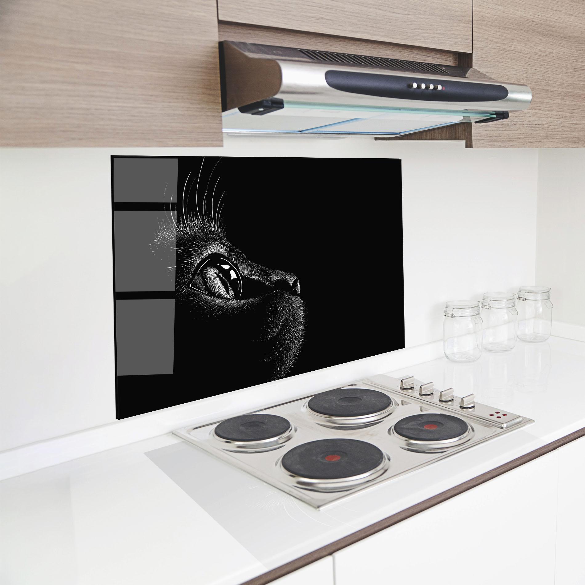 Konyhai üveg hátfal Glass Eye Cat mockup 8