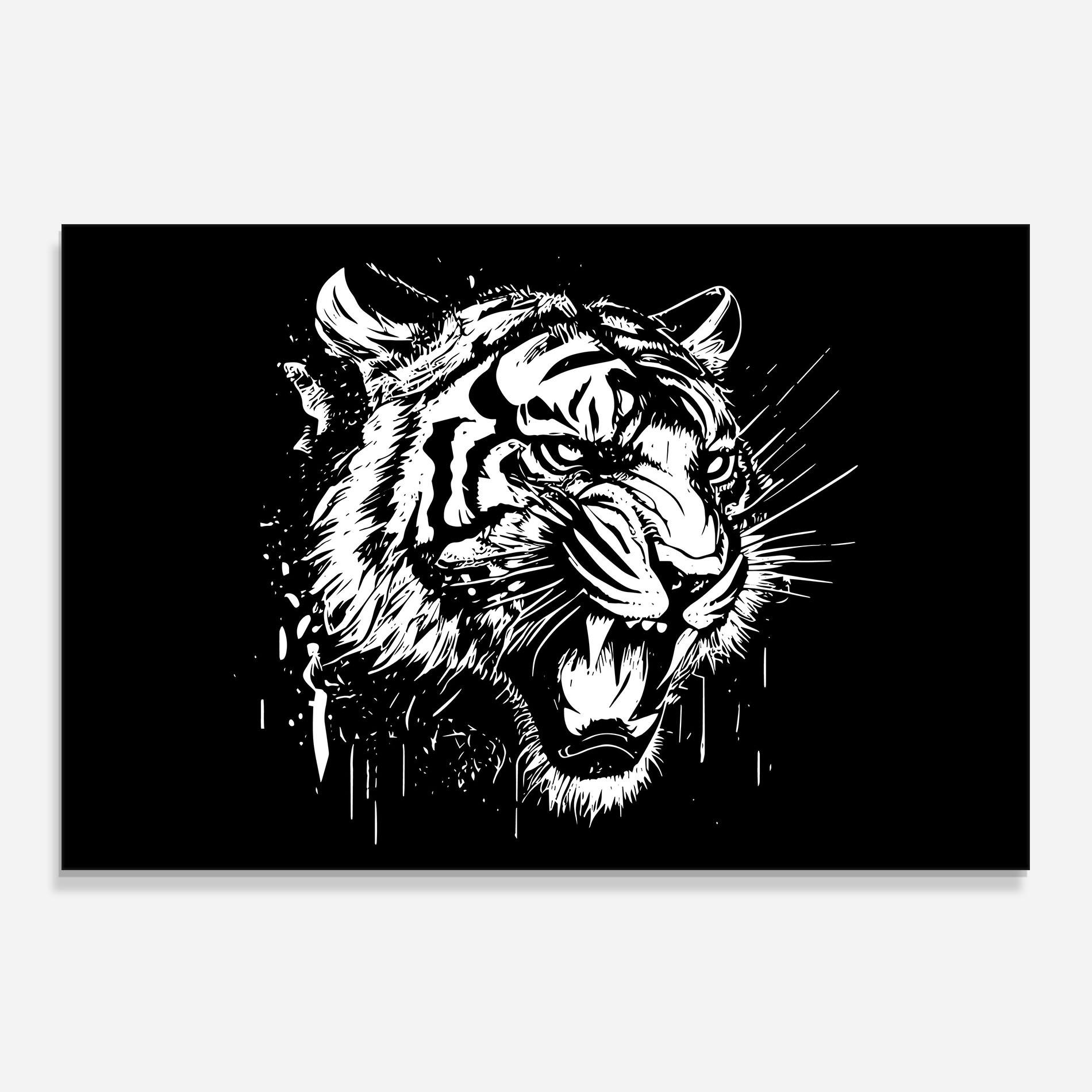 Konyhai üveg hátfal Angry Tiger Head mockup 0