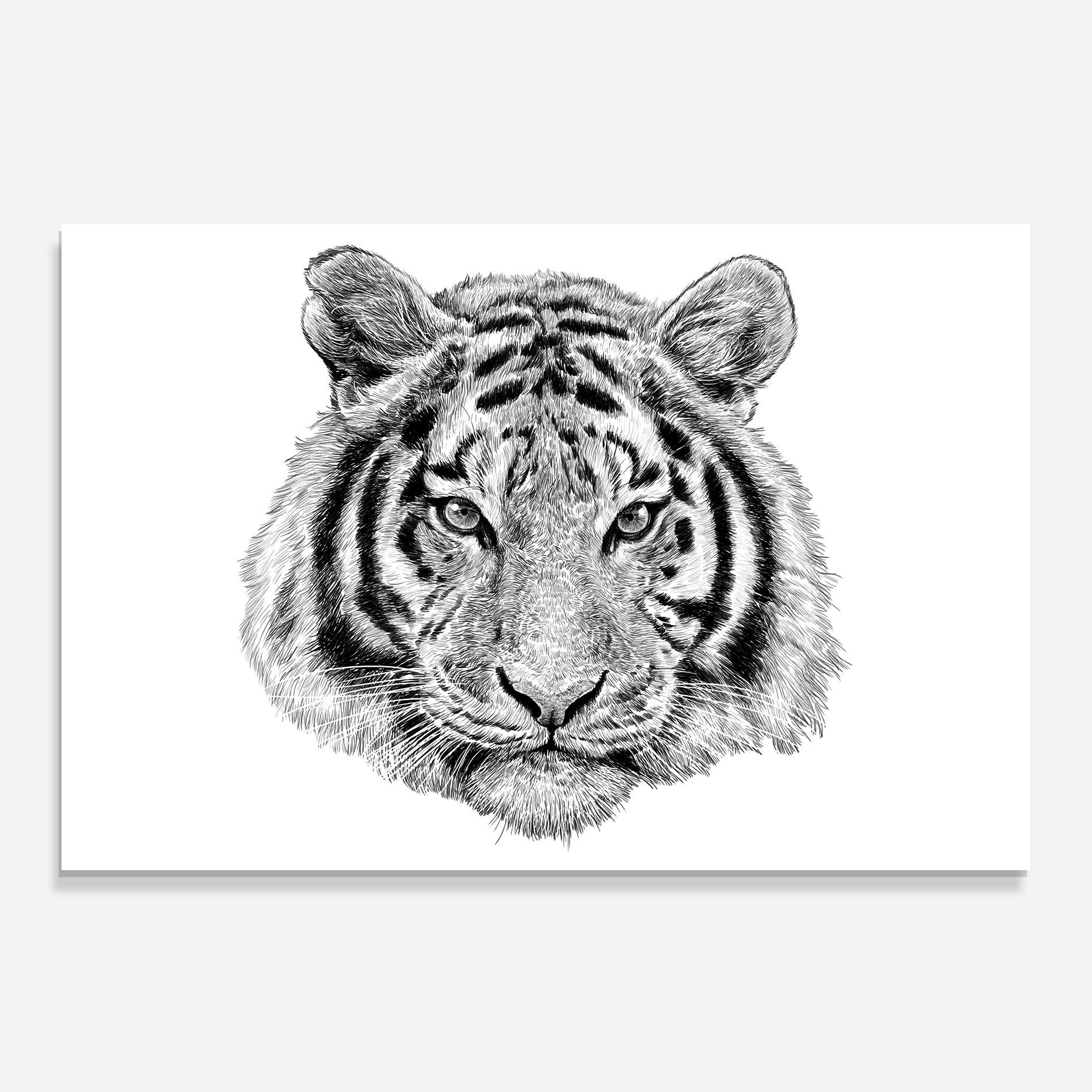 Konyhai üveg hátfal Tiger Line Head mockup 0