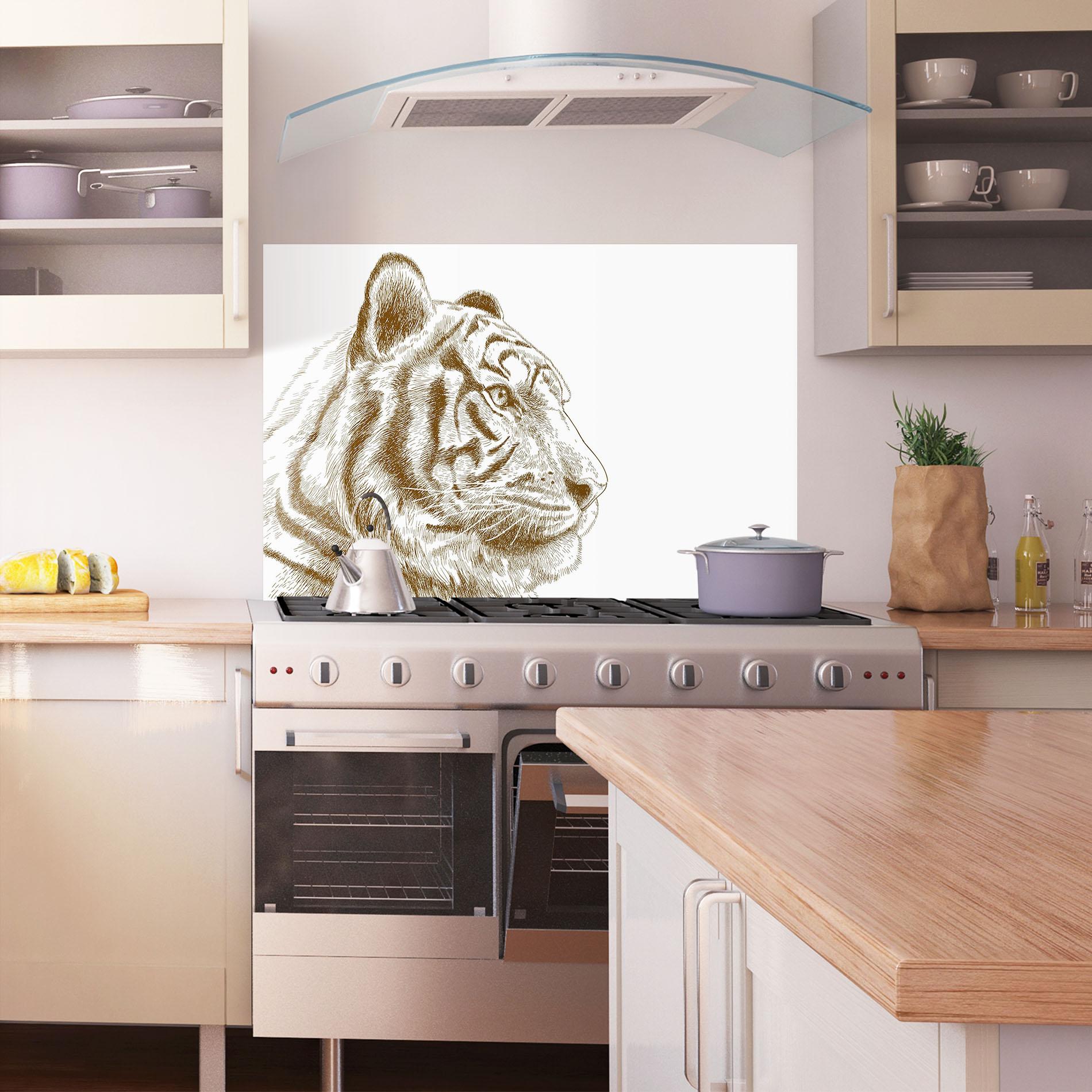 Konyhai üveg hátfal Tigerf Brown Head mockup 1