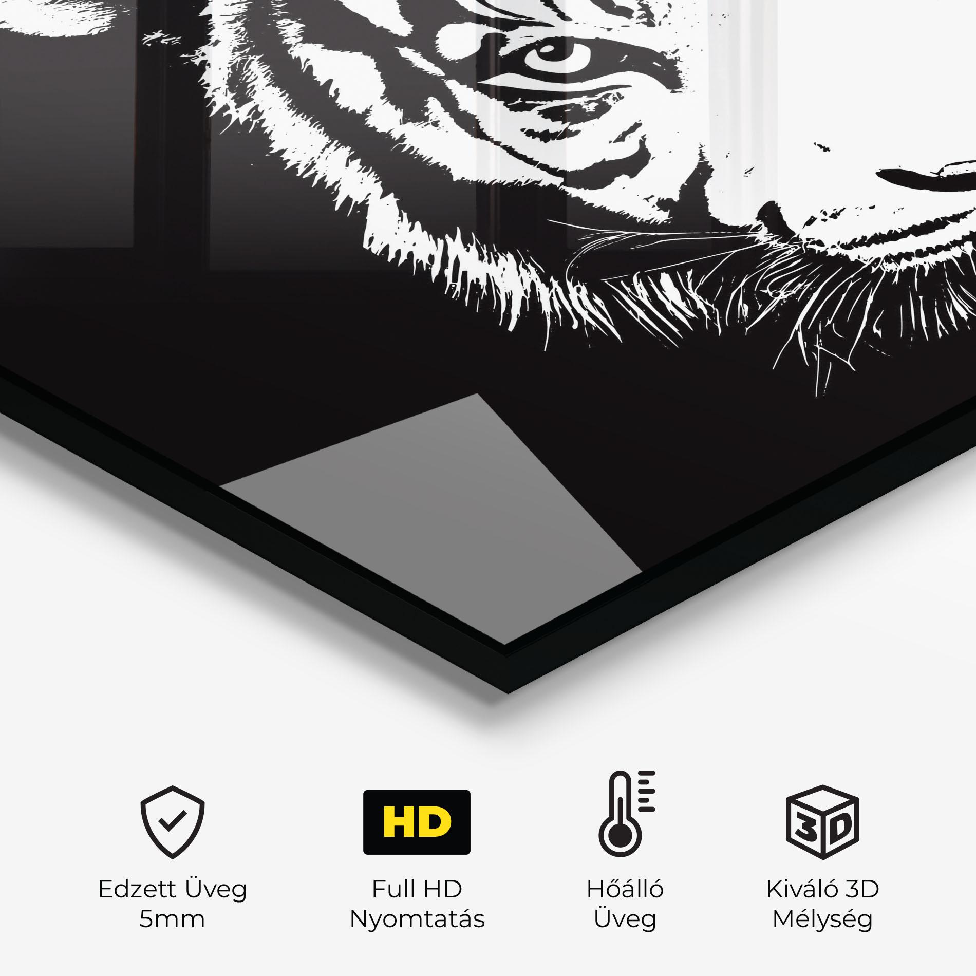 Konyhai üveg hátfal White Head Tiger mockup 2