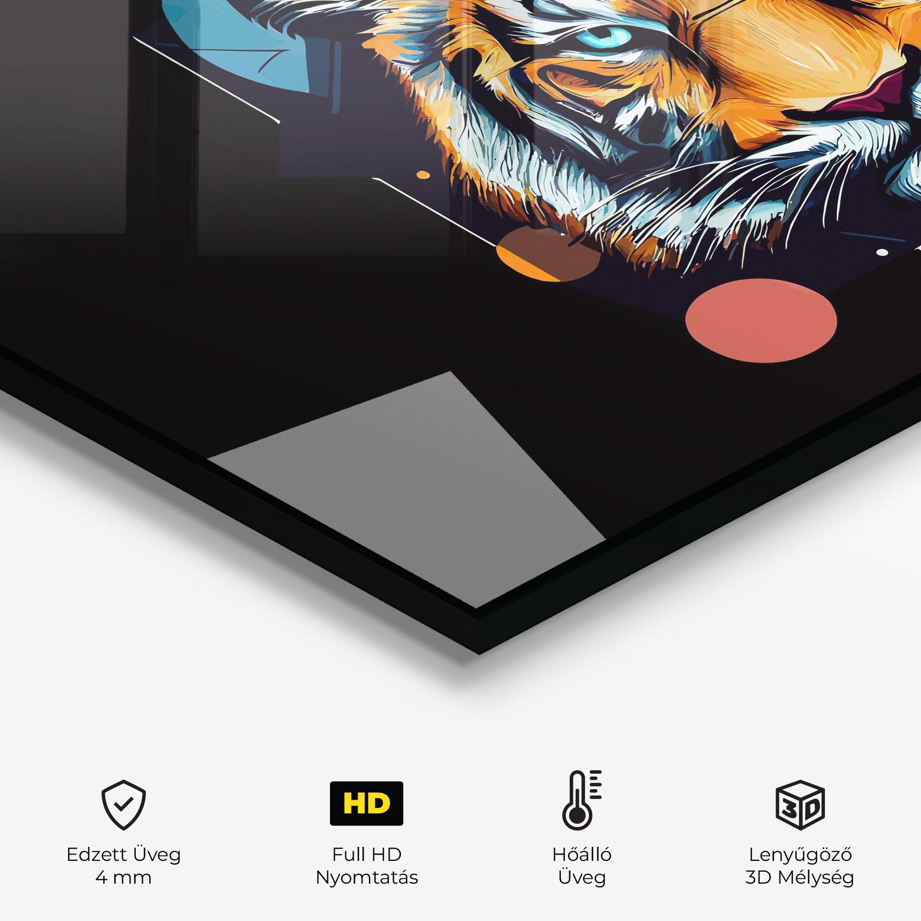 Konyhai üveg hátfal Geometric Tiger mockup 2