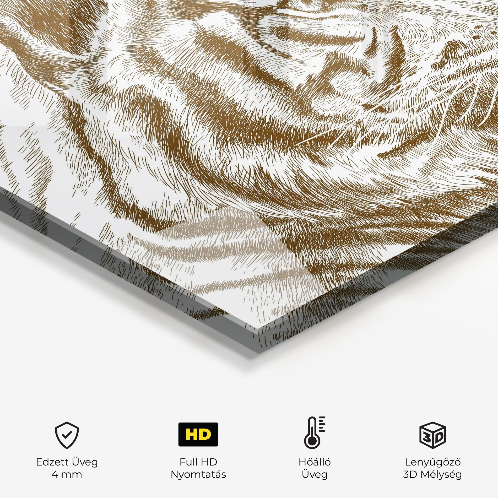 Konyhai üveg hátfal Tigerf Brown Head mockup 2