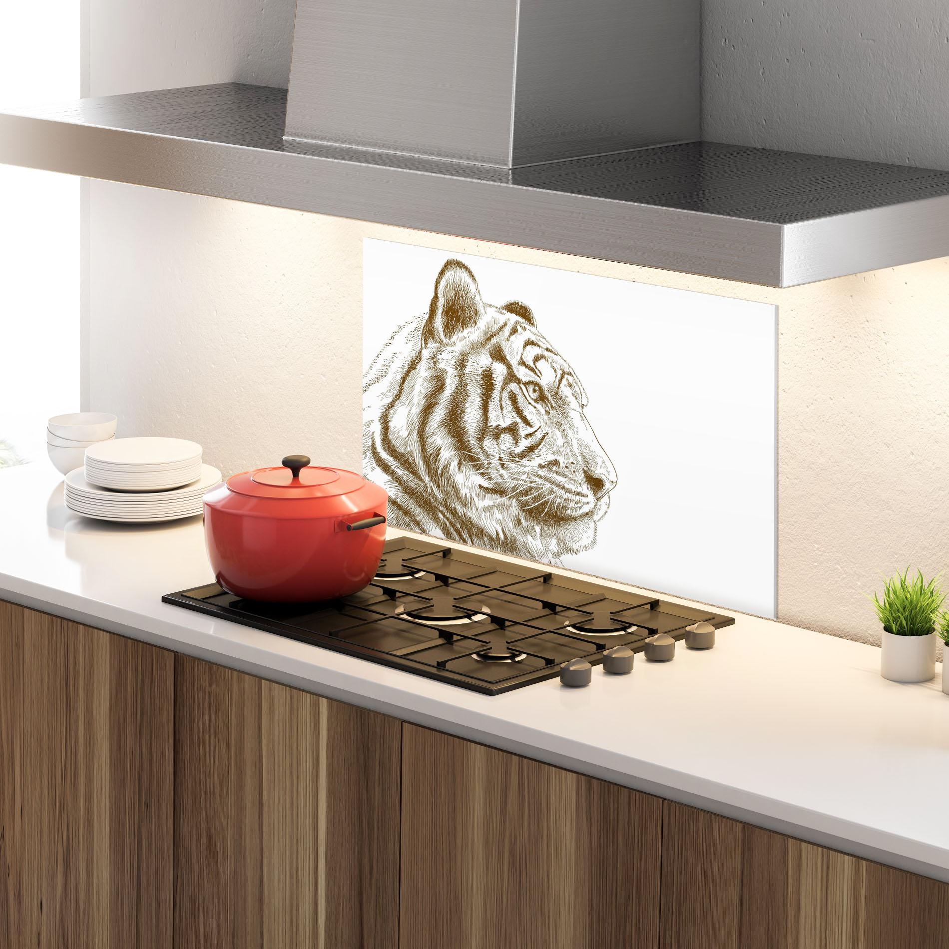 Konyhai üveg hátfal Tigerf Brown Head mockup 4