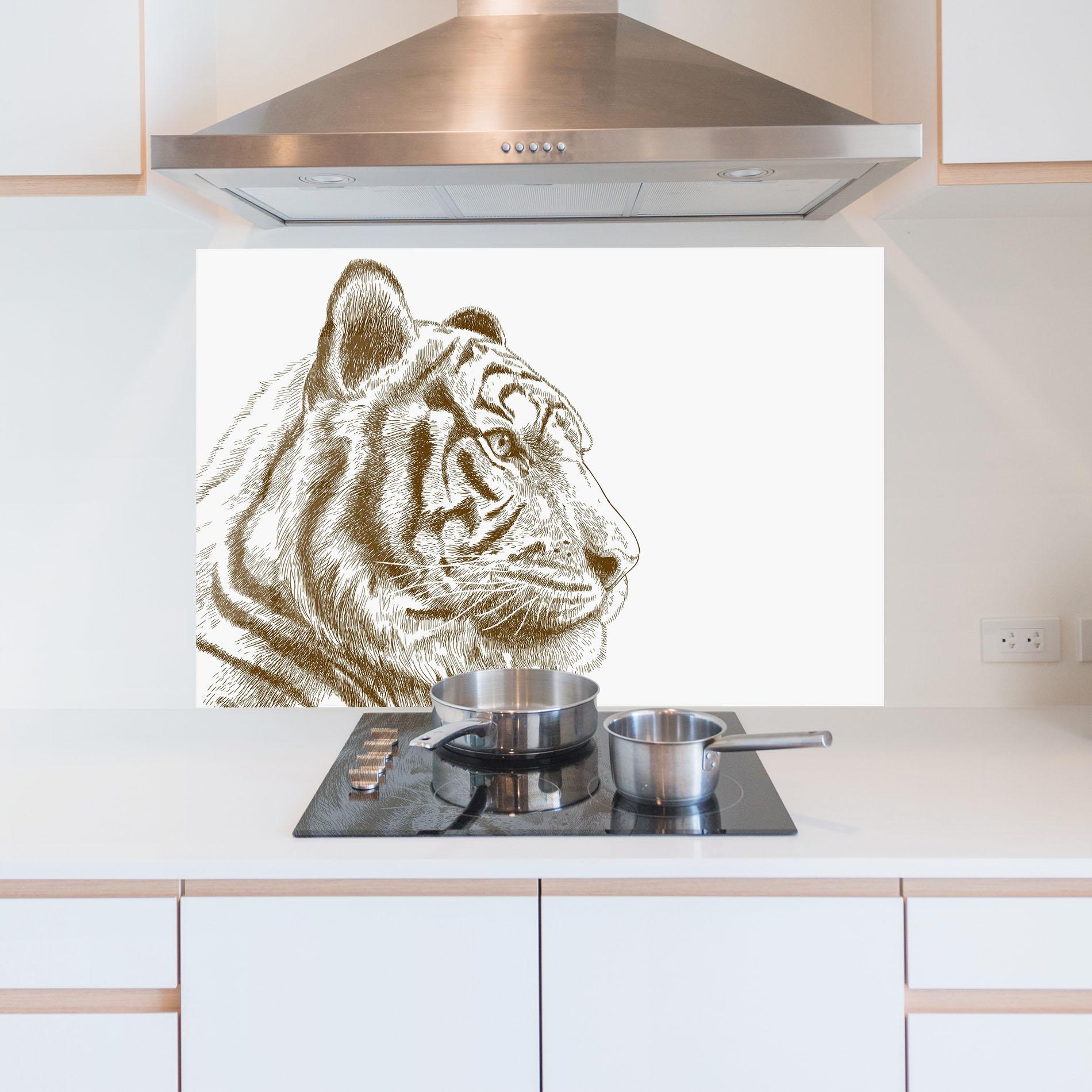 Konyhai üveg hátfal Tigerf Brown Head mockup 5