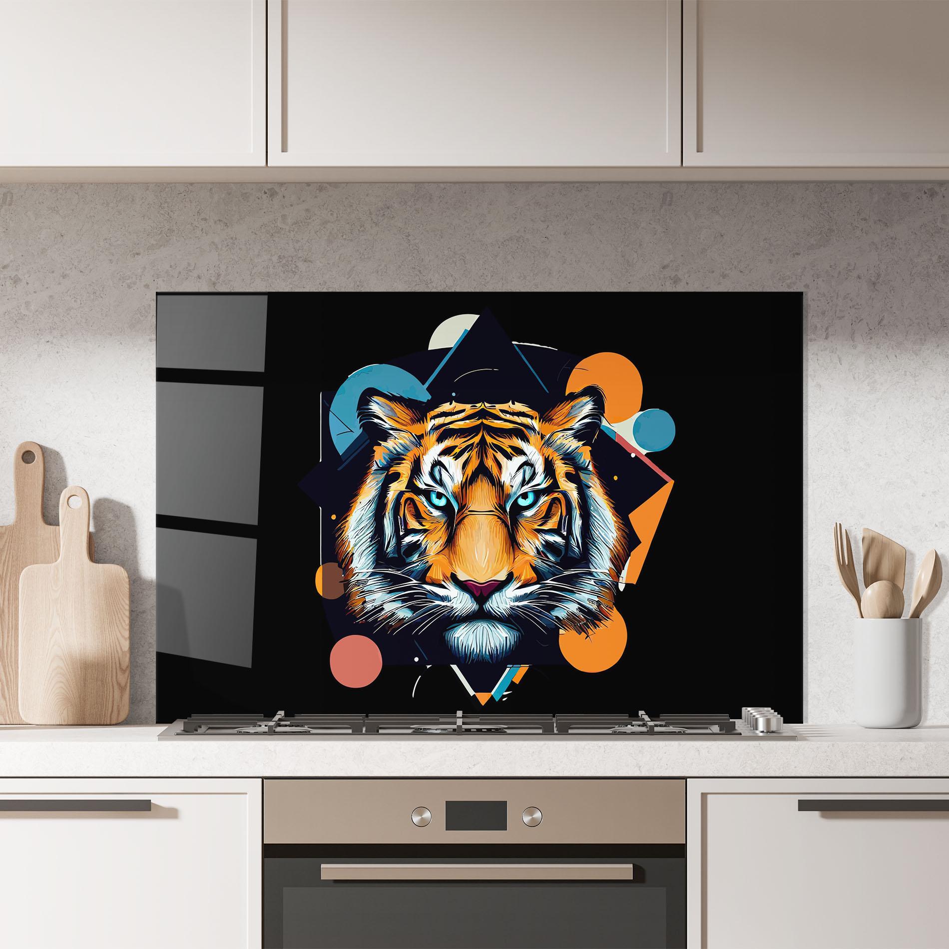 Konyhai üveg hátfal Geometric Tiger mockup 7