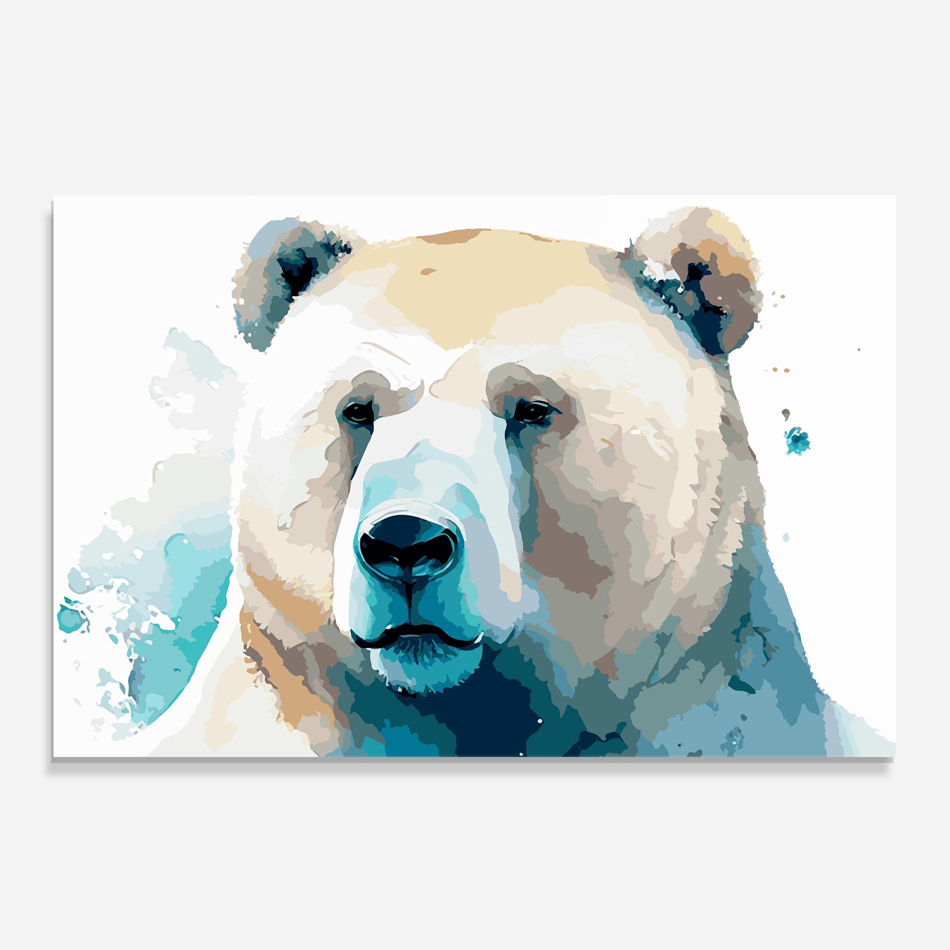 Konyhai üveg hátfal Big Watercolor Bear mockup 0