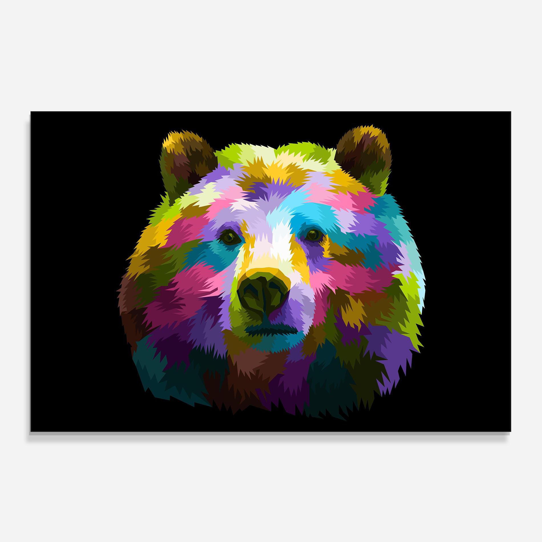 Konyhai üveg hátfal Colorful Bear Head mockup 0