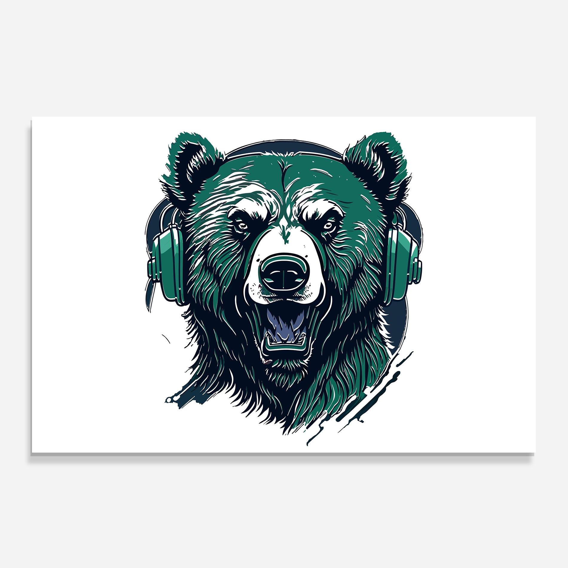 Konyhai üveg hátfal Green Music Bear mockup 0