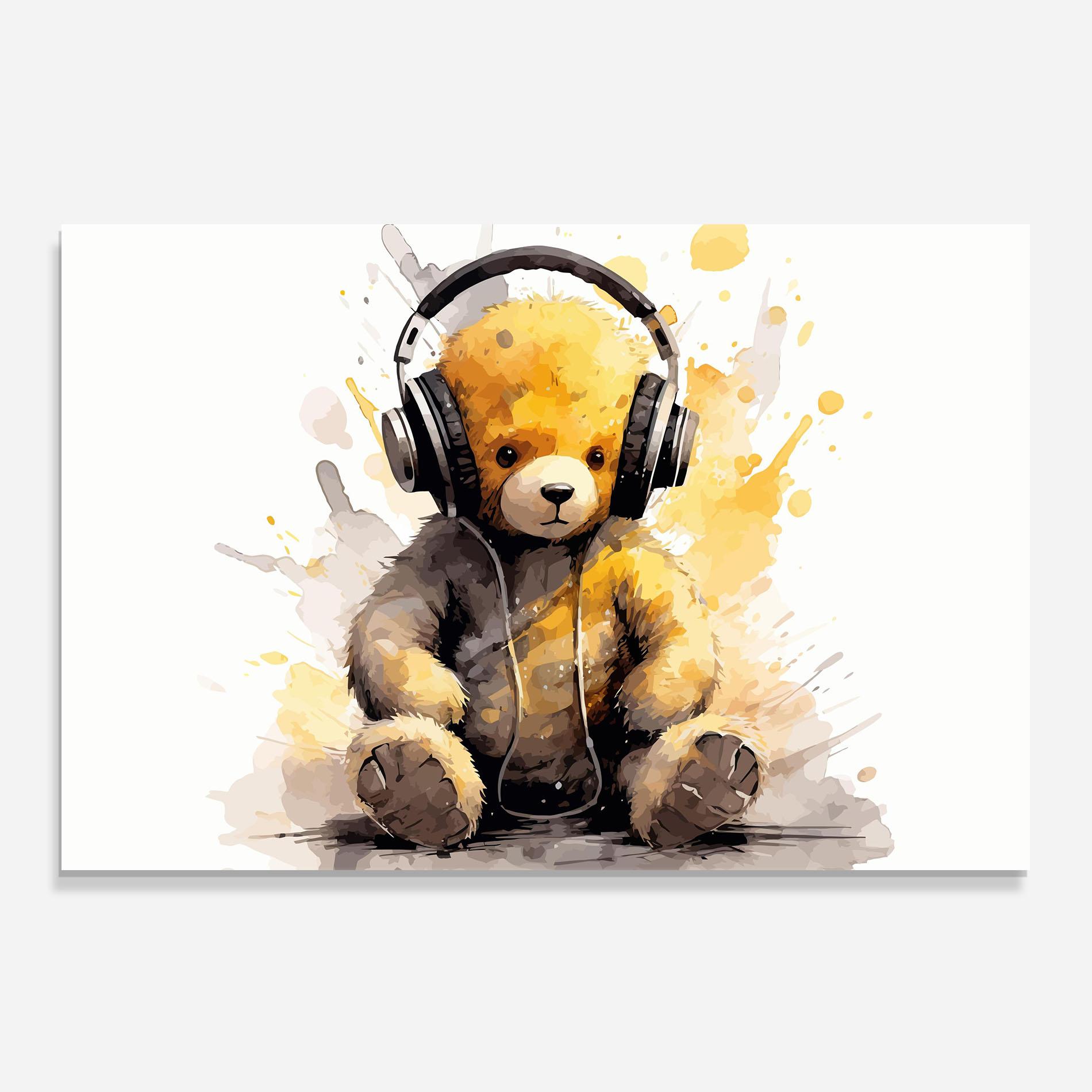 Konyhai üveg hátfal Music Plush Bear mockup 0