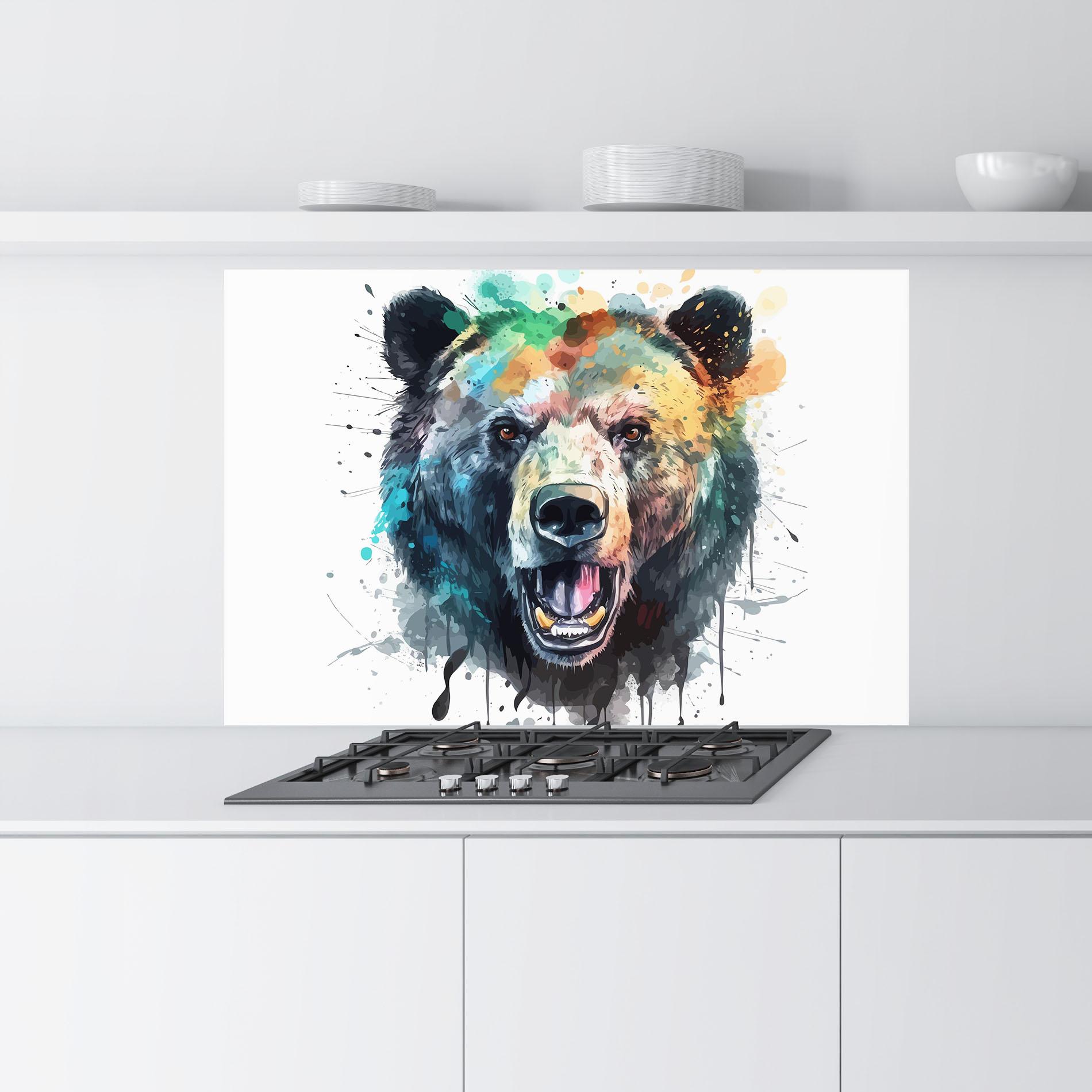 Konyhai üveg hátfal Artistic Bear Head mockup 9