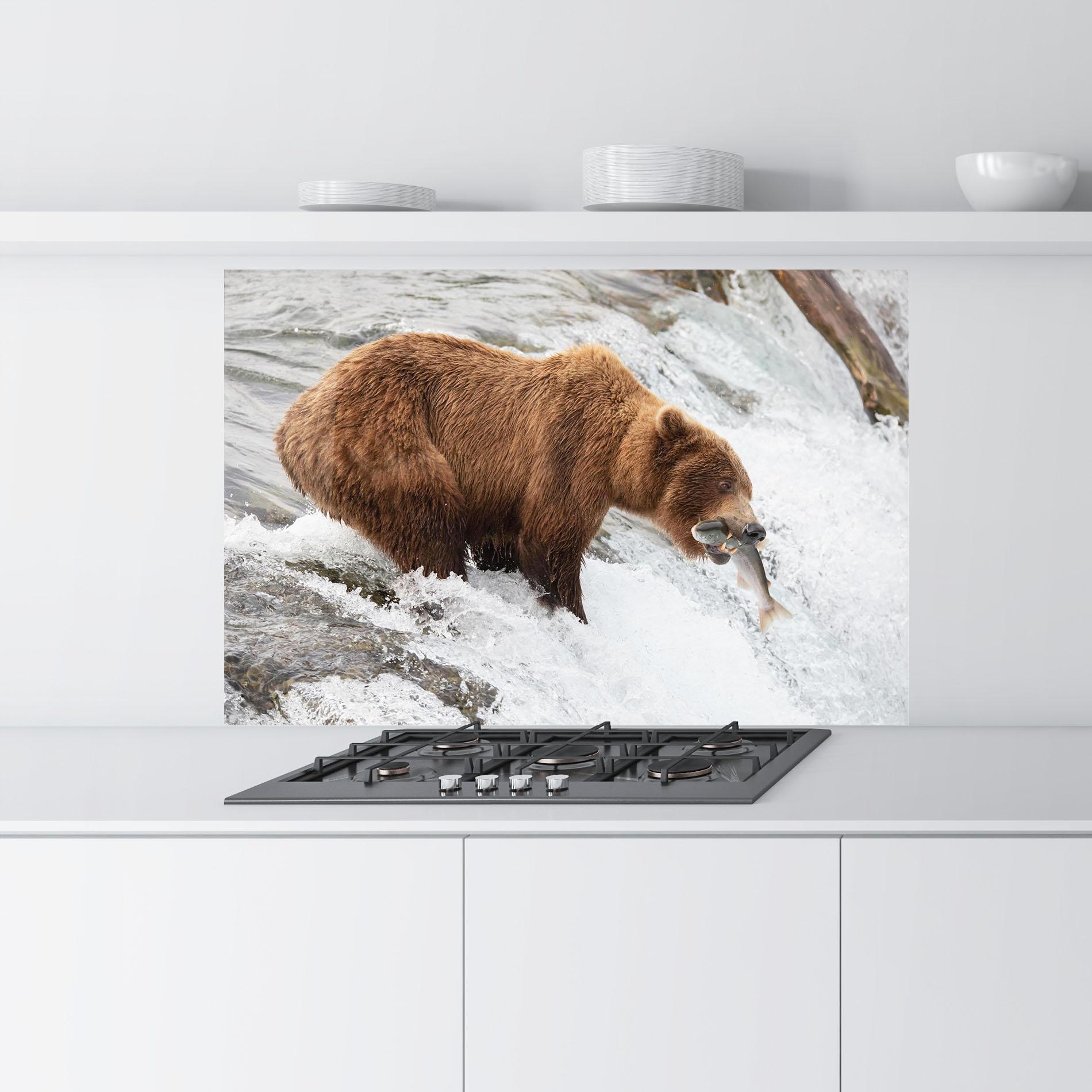 Konyhai üveg hátfal Bear Hunting mockup 9