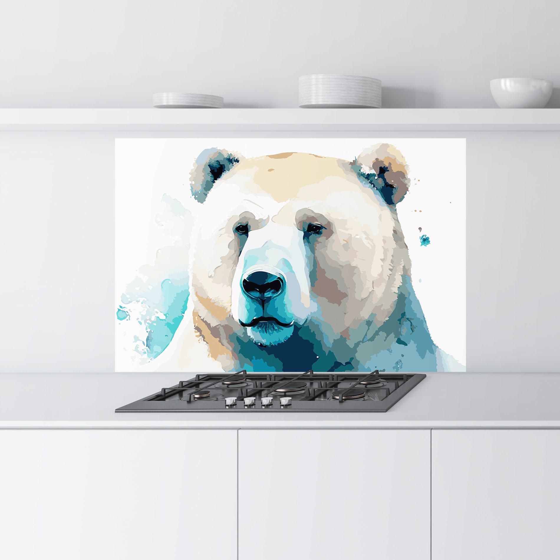Konyhai üveg hátfal Big Watercolor Bear mockup 9