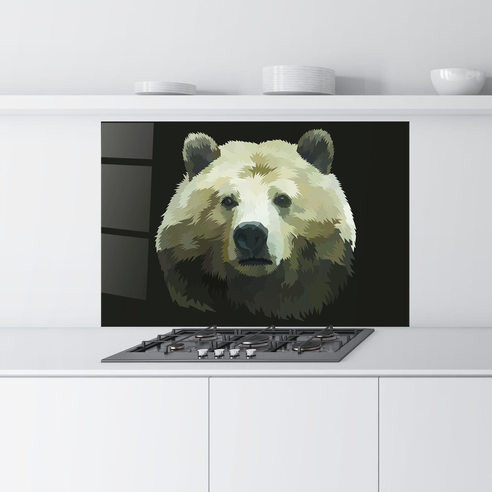 Konyhai üveg hátfal Brown Bear Head mockup 9