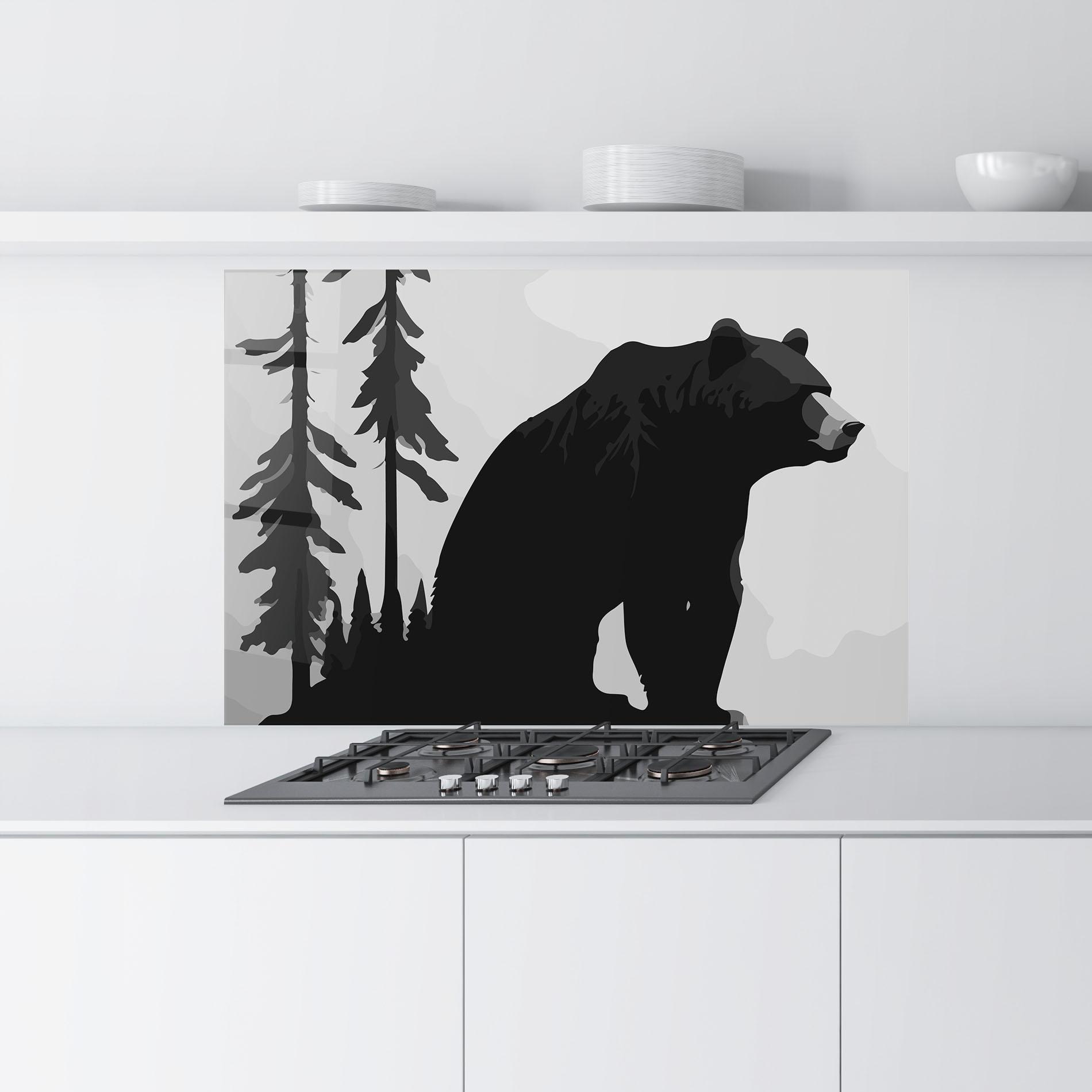 Konyhai üveg hátfal Forest Bear mockup 9