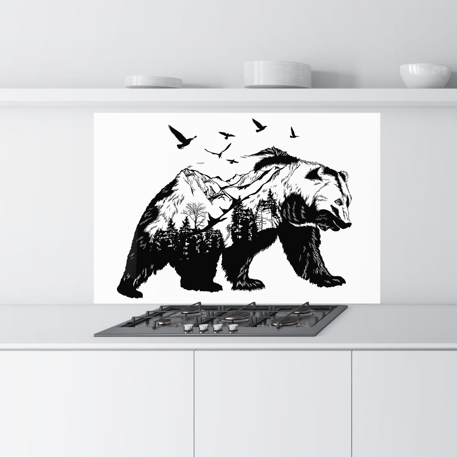 Konyhai üveg hátfal Mountain Bear mockup 9