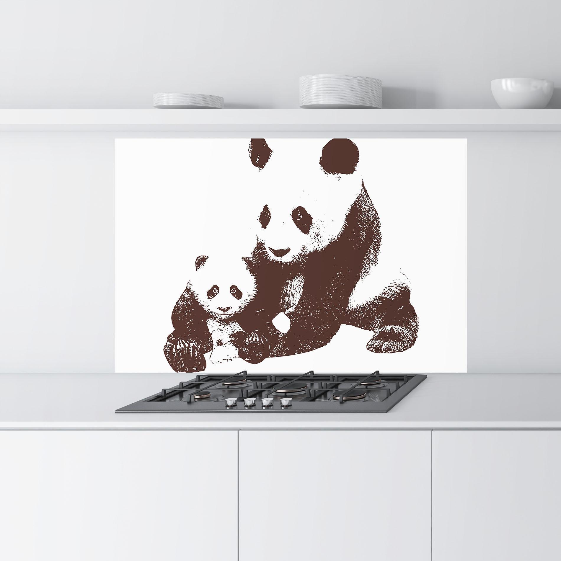 Konyhai üveg hátfal Panda Art Family mockup 9