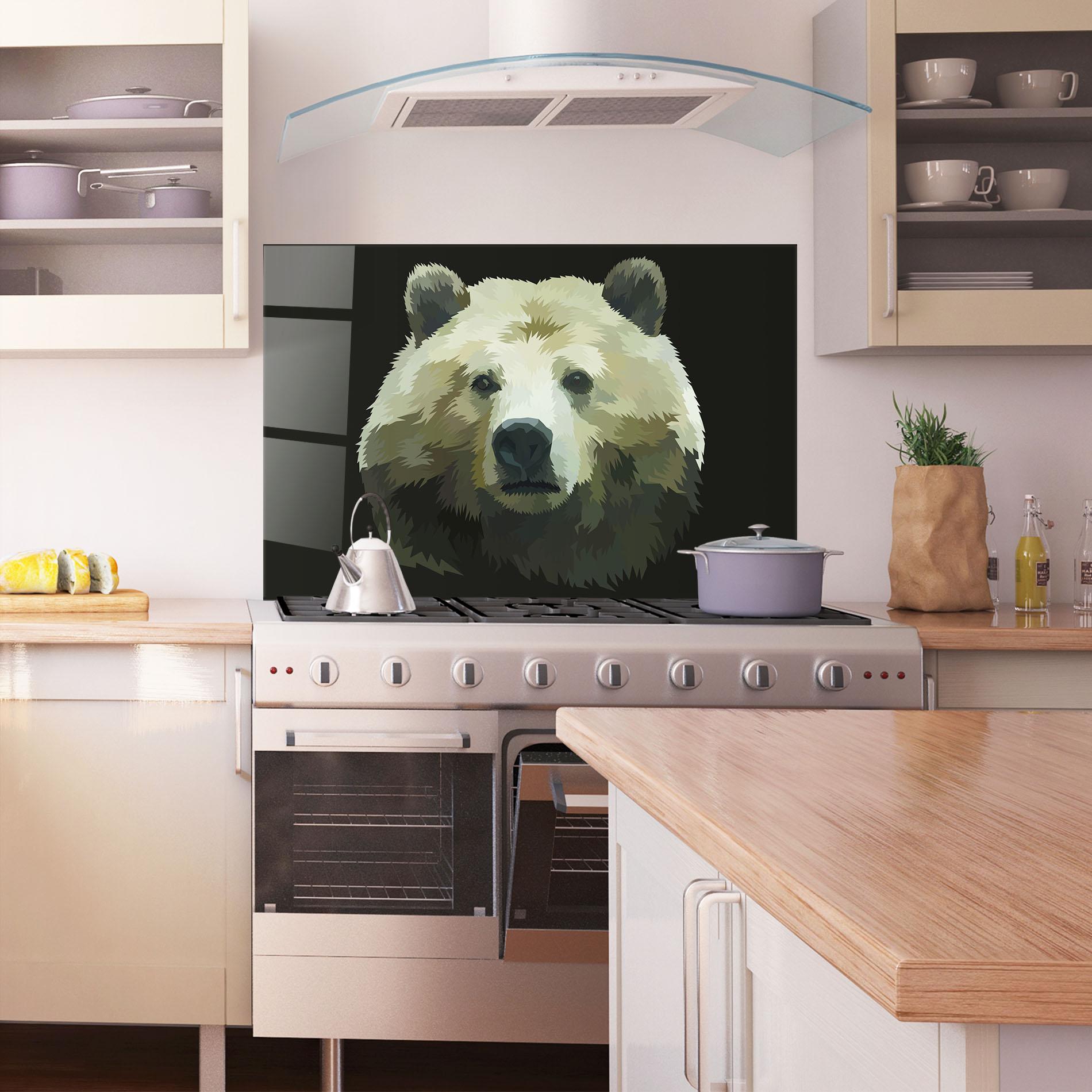 Konyhai üveg hátfal Brown Bear Head mockup 1