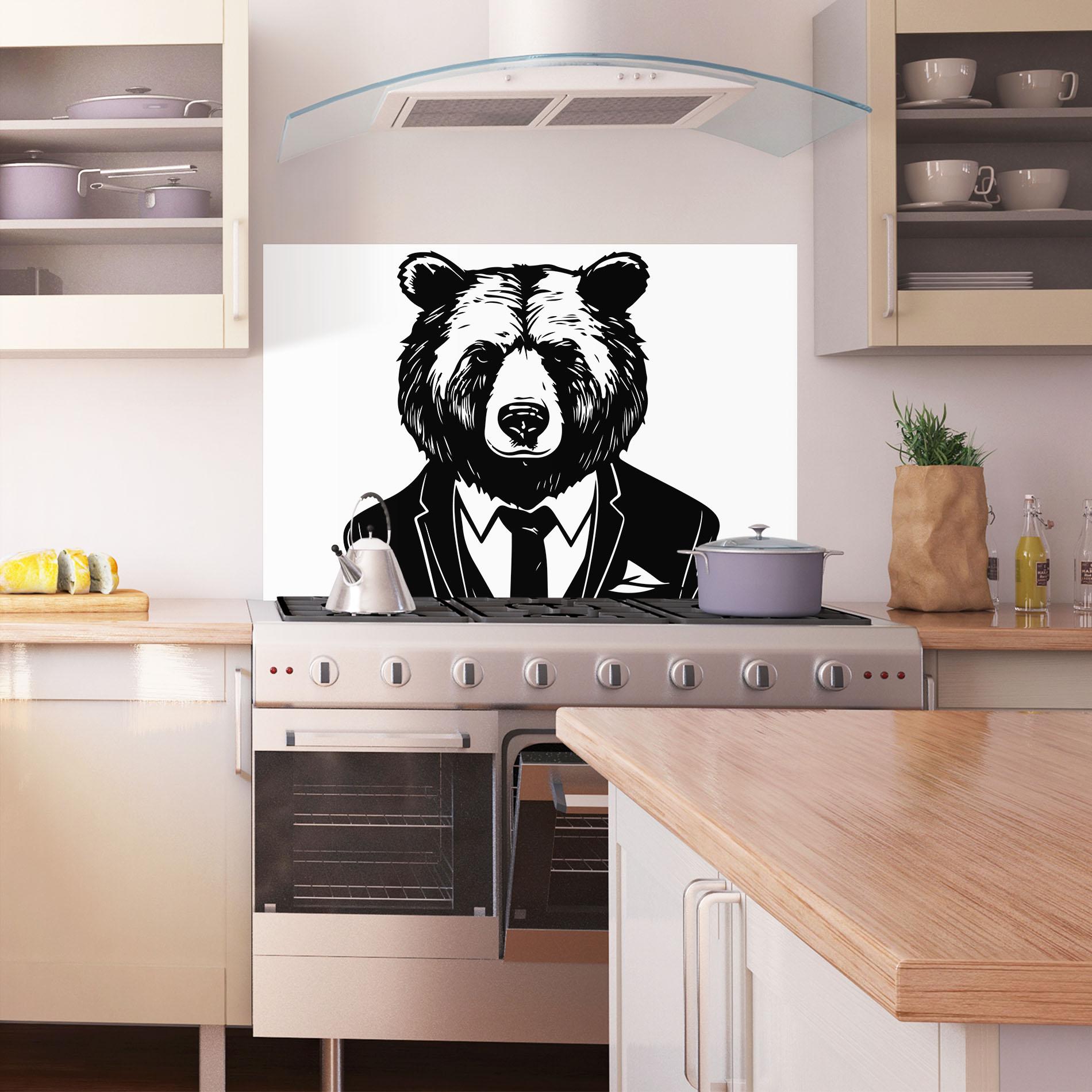Konyhai üveg hátfal Business Bear mockup 1
