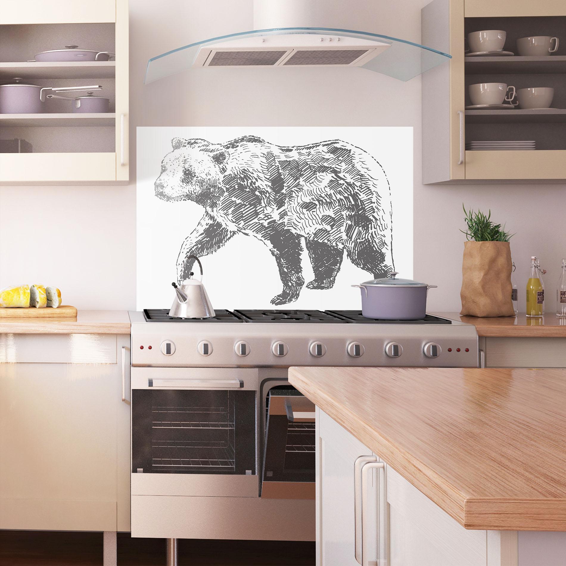 Konyhai üveg hátfal Grizzly Shilouette mockup 1