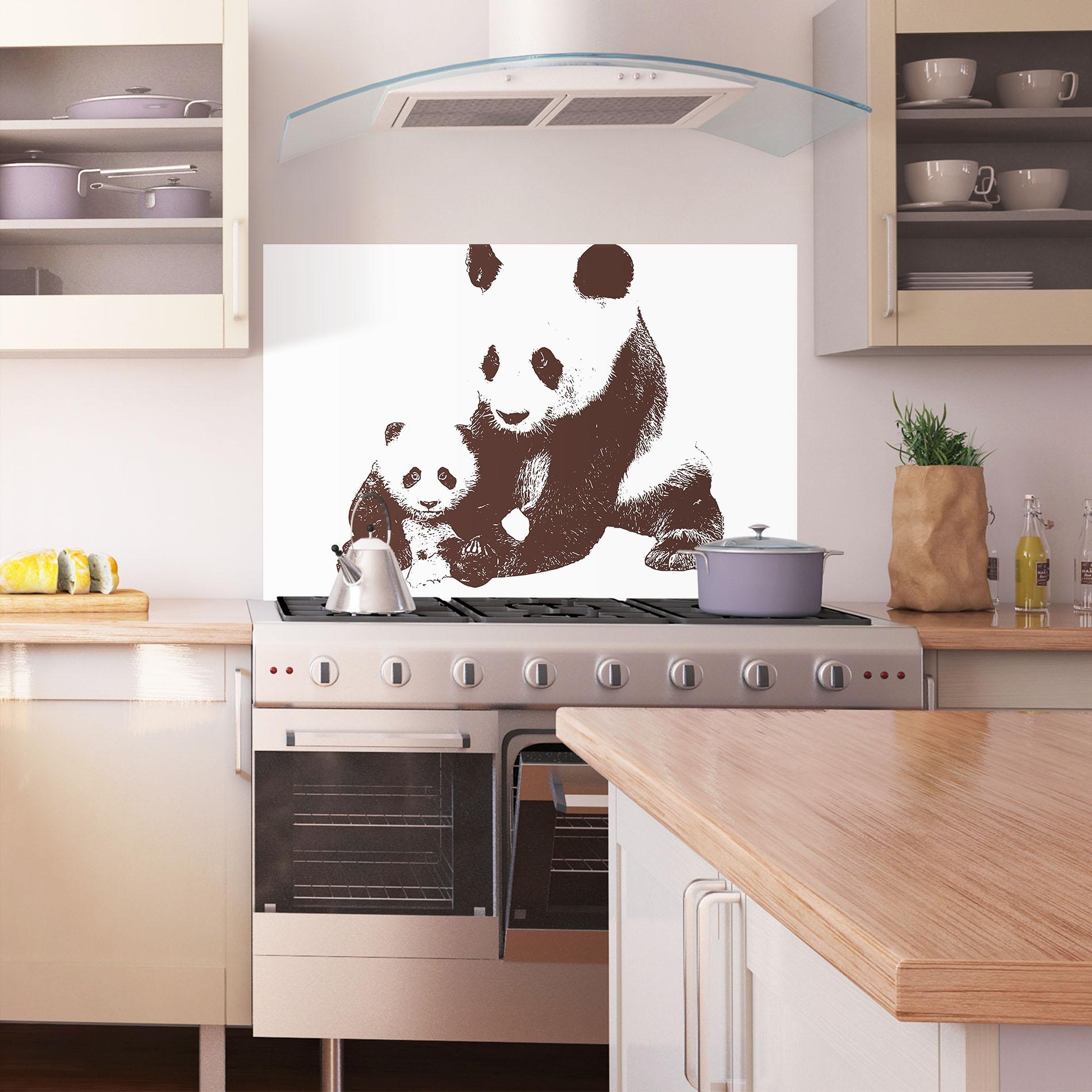 Konyhai üveg hátfal Panda Art Family mockup 1