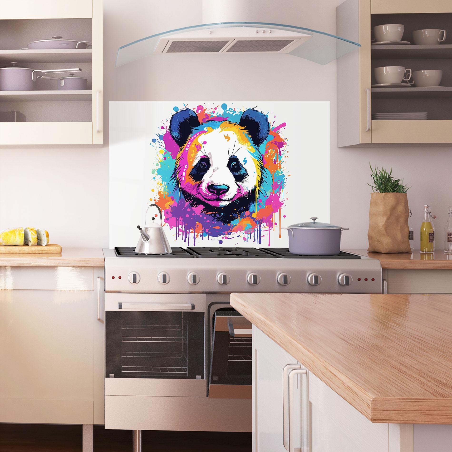Konyhai üveg hátfal Pretty Panda Art mockup 1