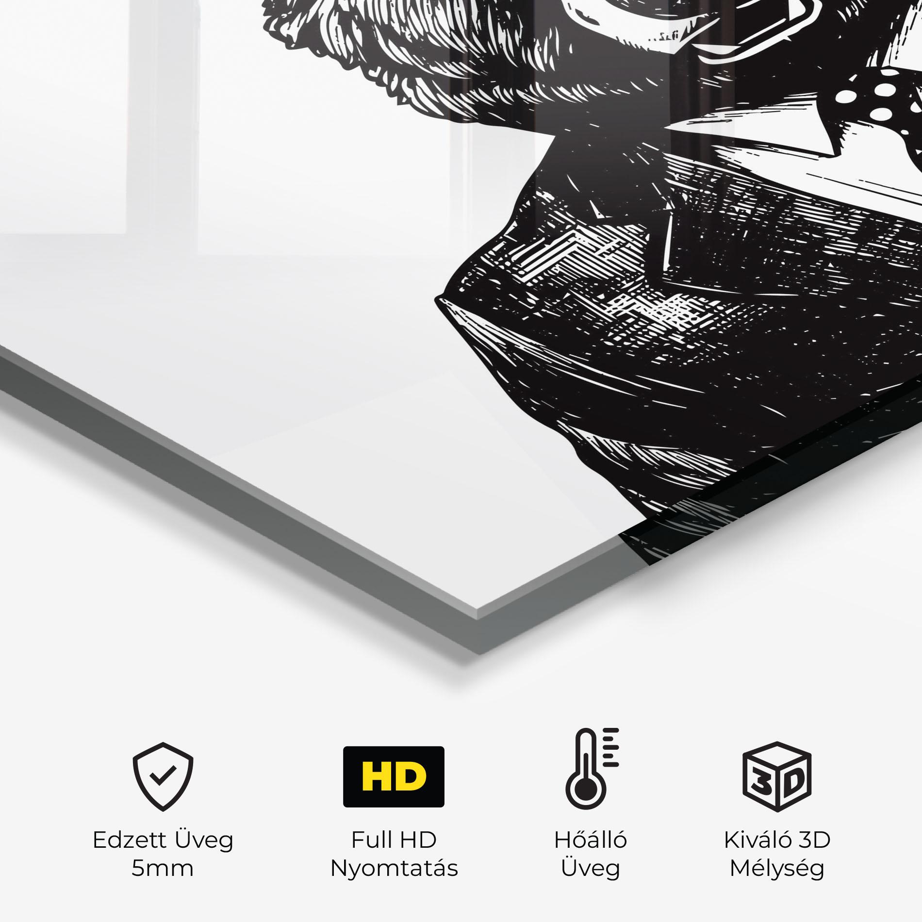 Konyhai üveg hátfal Bear In Suit mockup 2