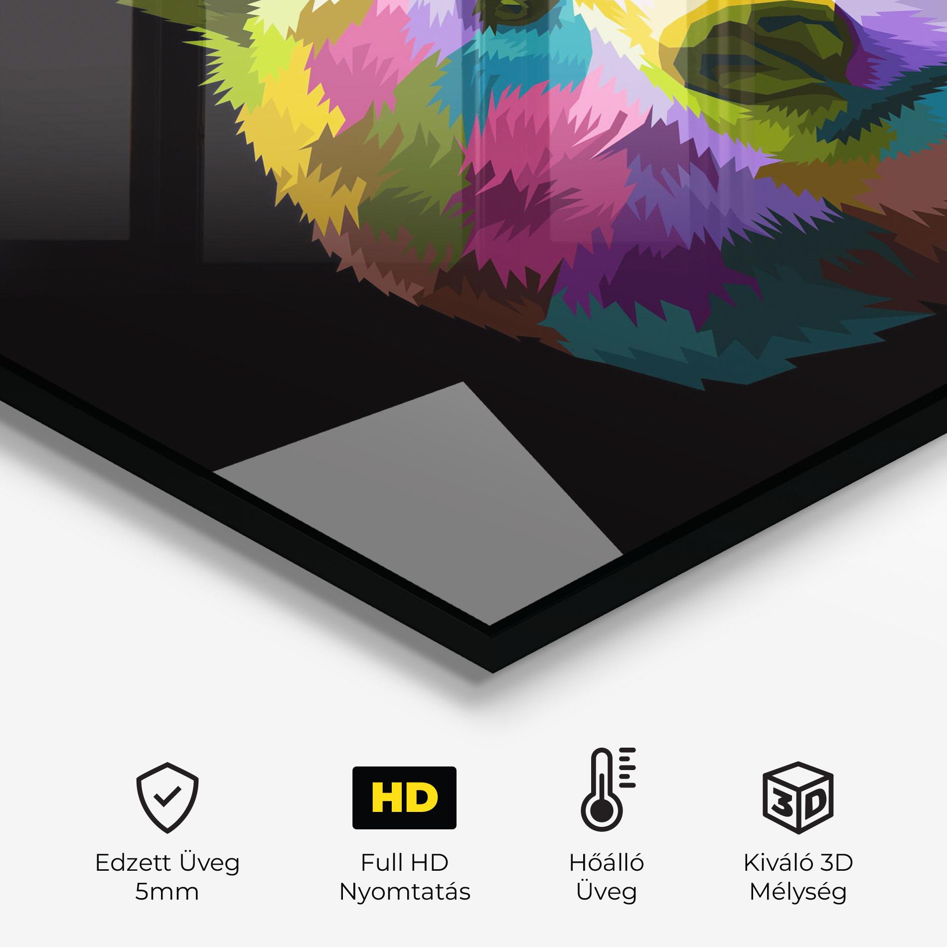Konyhai üveg hátfal Colorful Bear Head mockup 2