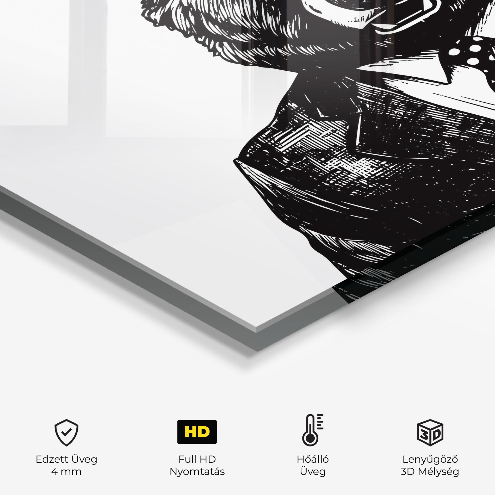 Konyhai üveg hátfal Bear In Suit mockup 2