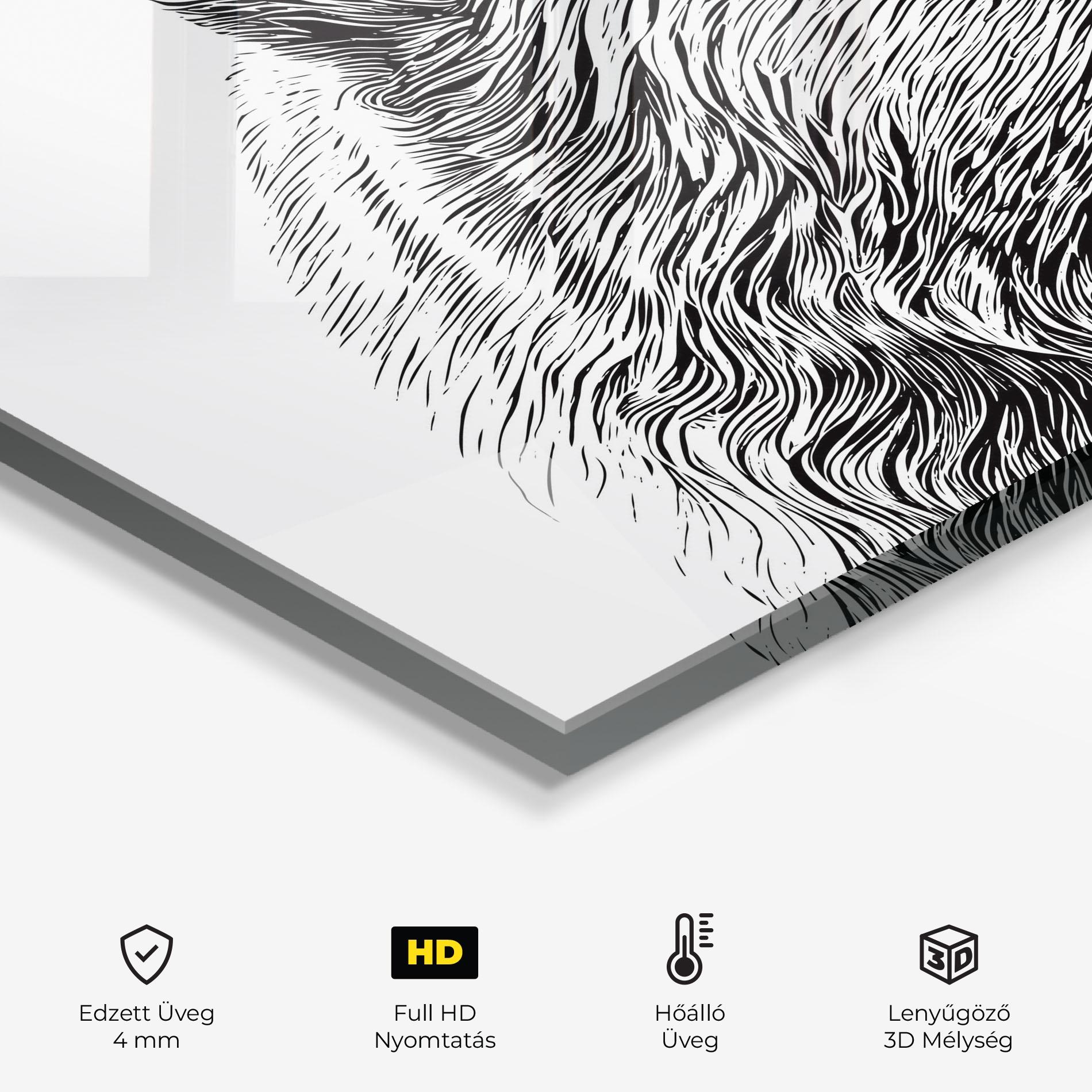 Konyhai üveg hátfal Bear Portrait Line mockup 2