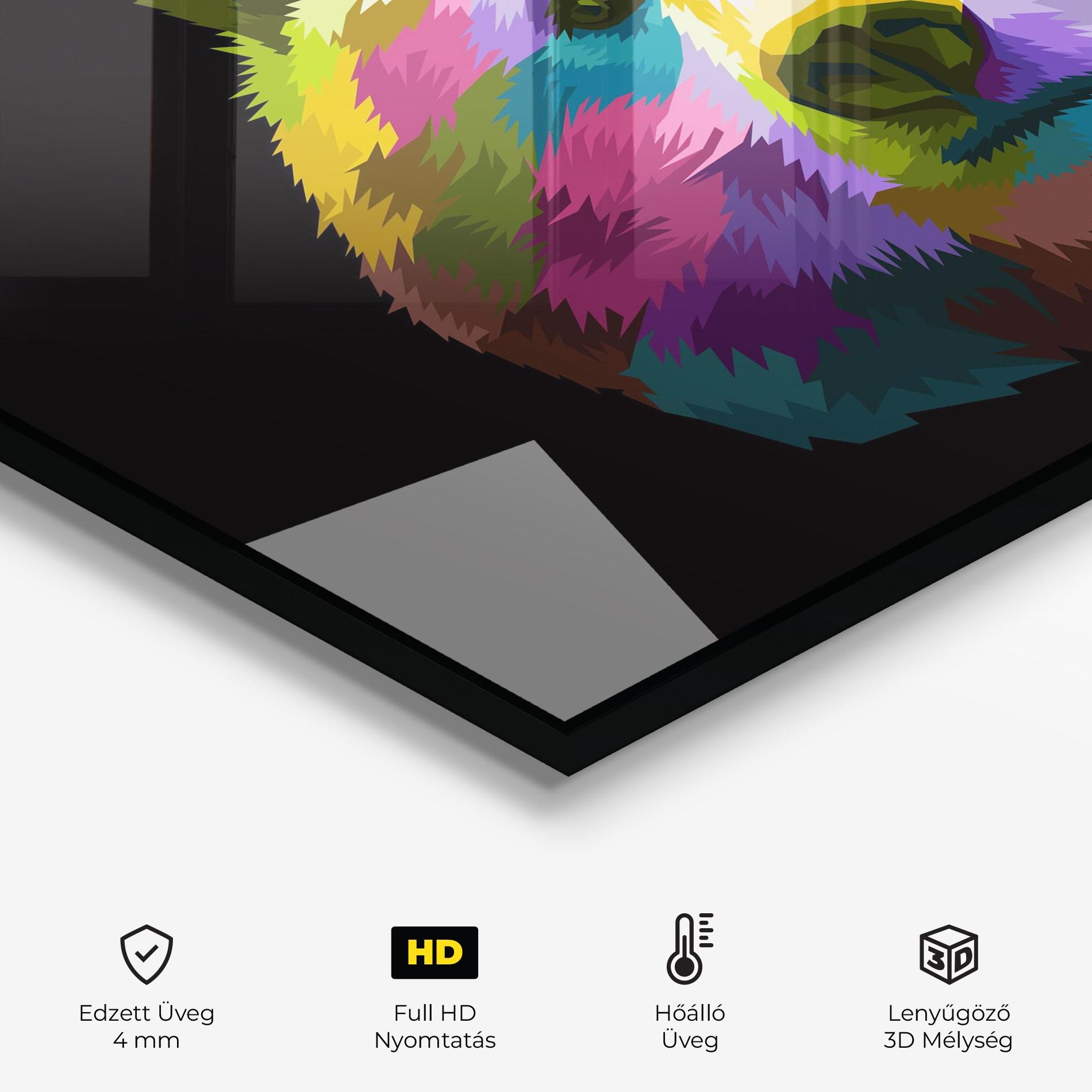 Konyhai üveg hátfal Colorful Bear Head mockup 2