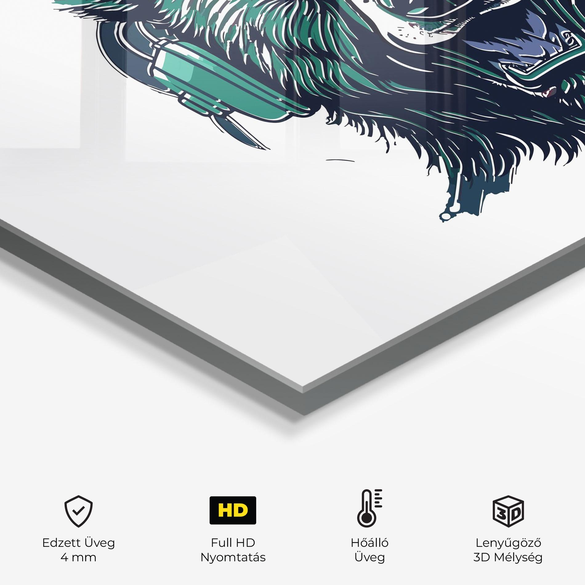 Konyhai üveg hátfal Green Music Bear mockup 2