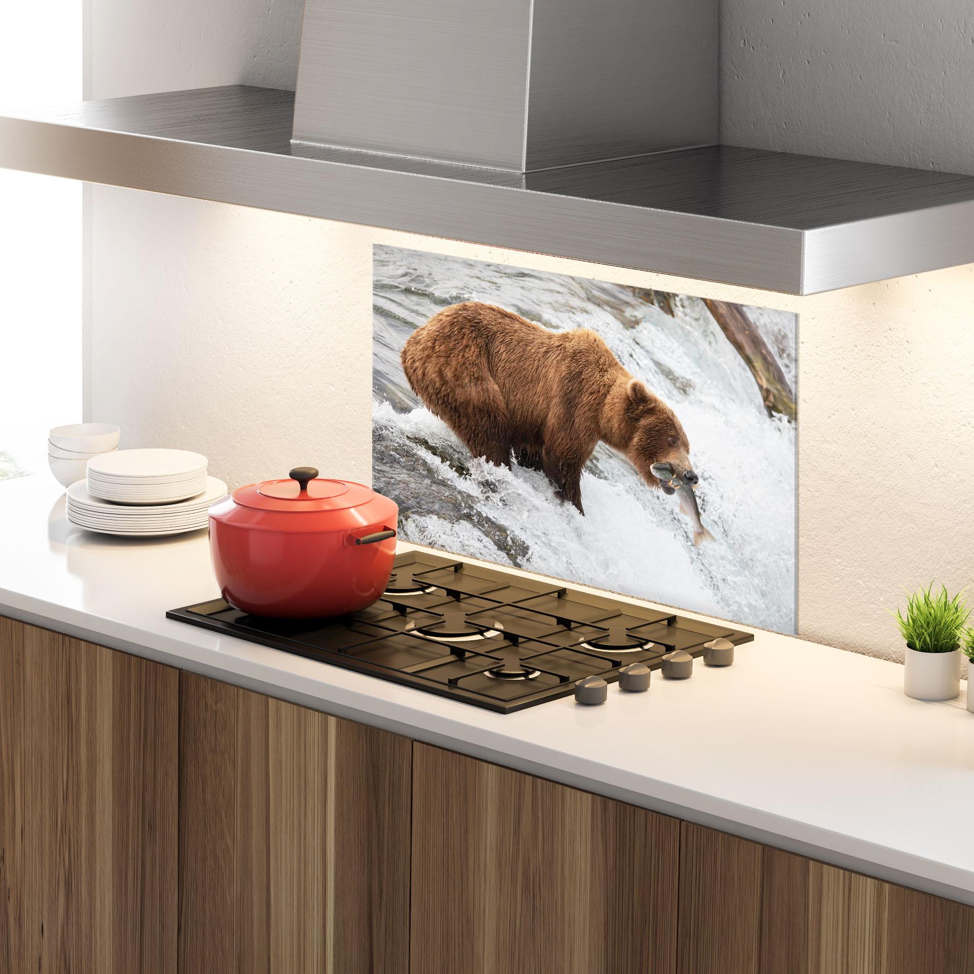 Konyhai üveg hátfal Bear Hunting mockup 4