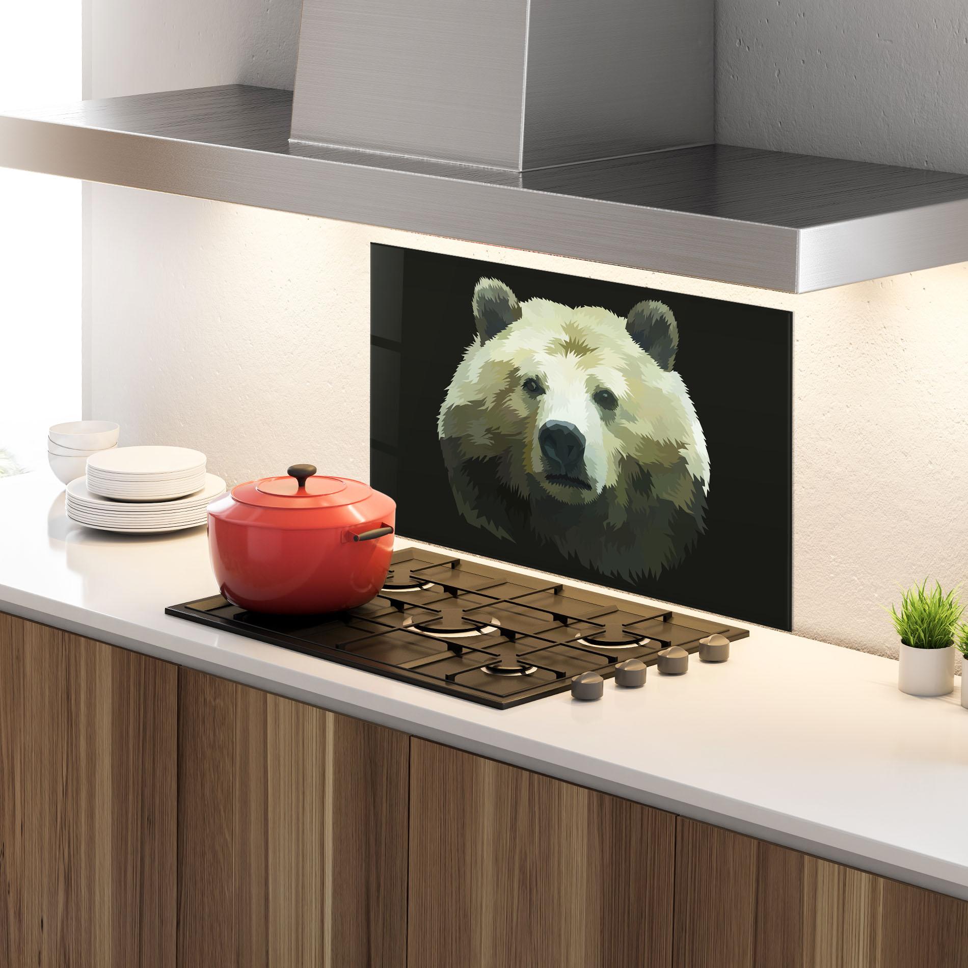 Konyhai üveg hátfal Brown Bear Head mockup 4