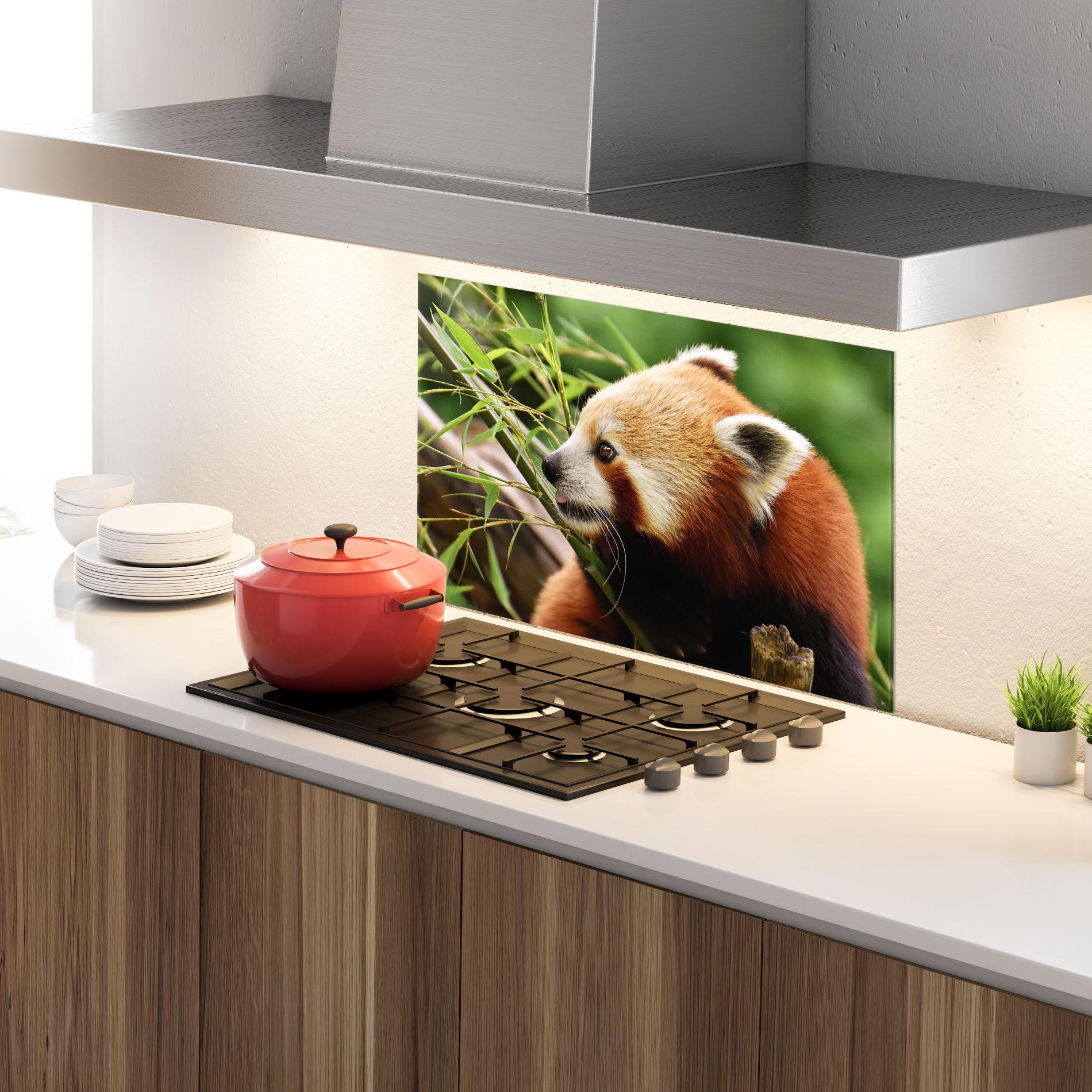 Konyhai üveg hátfal Cute Red Panda mockup 4
