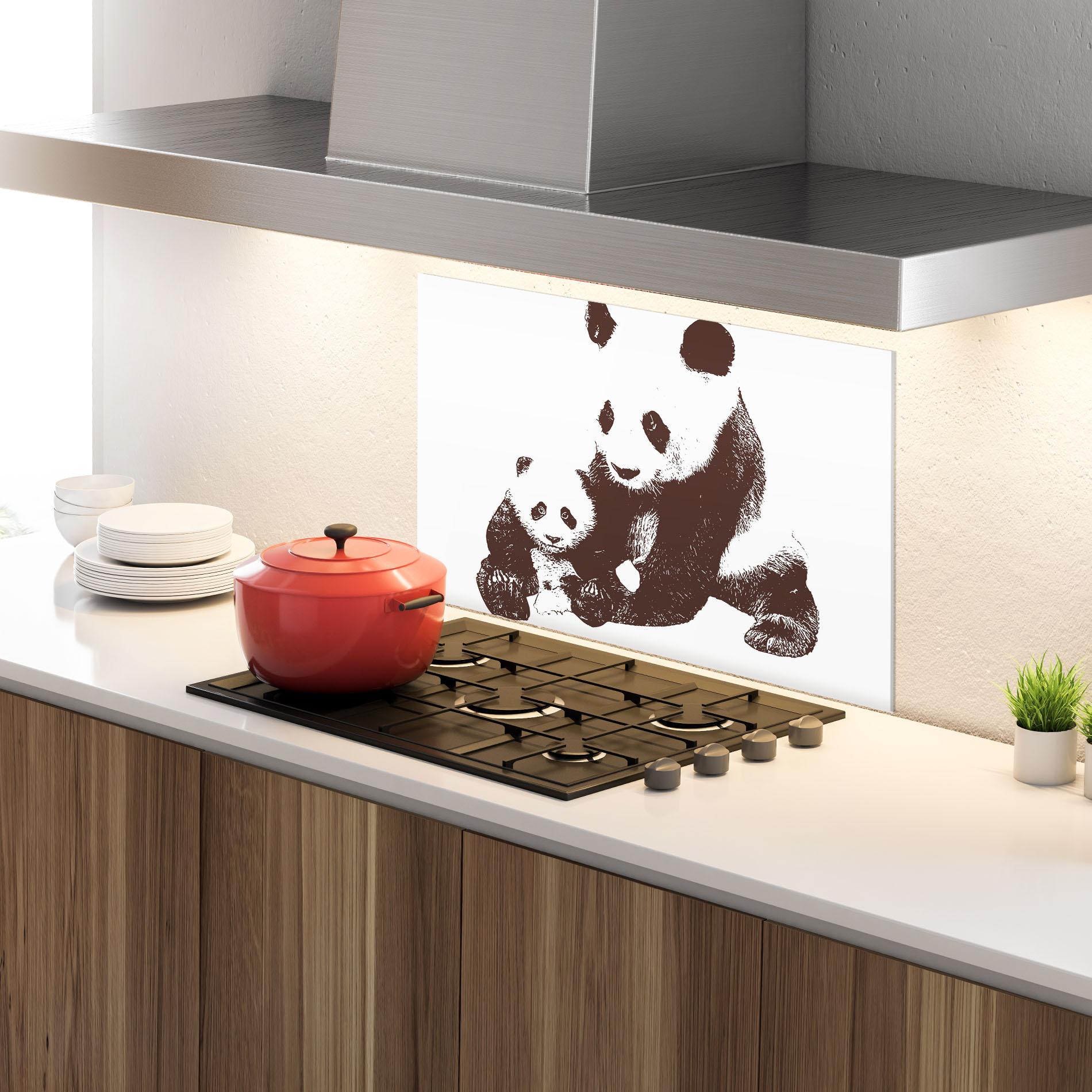 Konyhai üveg hátfal Panda Art Family mockup 4
