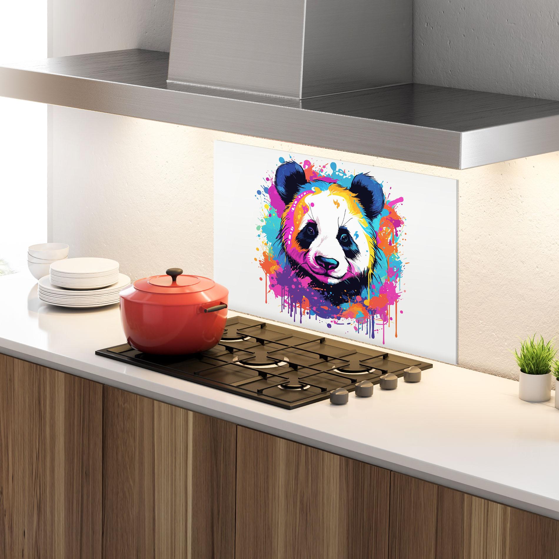 Konyhai üveg hátfal Pretty Panda Art mockup 4